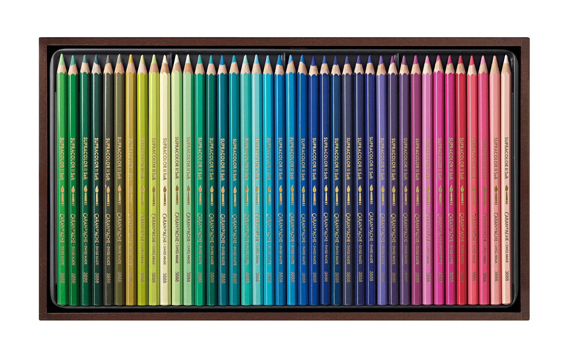 Caran d-Ache Caran d'Ache Aquarellfarbstifte Supracolor Soft – 80 Farben, im Holzkoffer, Ø 3,8 mm, FSC