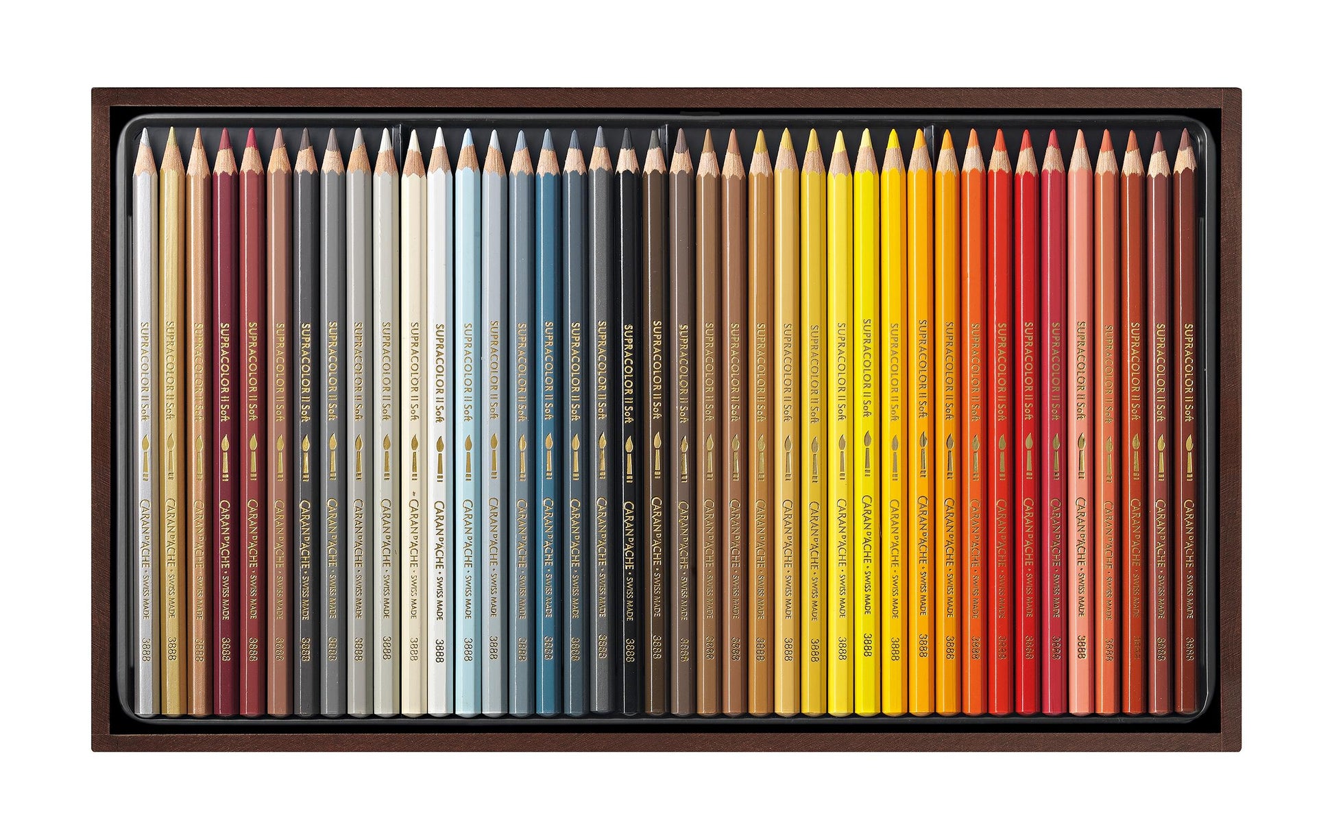 Caran d-Ache Caran d'Ache Aquarellfarbstifte Supracolor Soft – 80 Farben, im Holzkoffer, Ø 3,8 mm, FSC