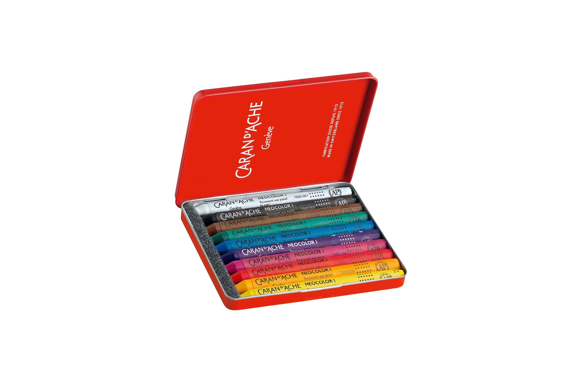 Caran d-Ache Caran d'Ache Neocolor I Ölbasierte Farbstifte-Set – 10 Farben, Mine Ø 8,6 mm, Metallschachtel