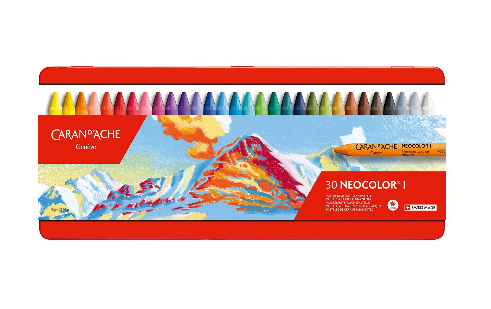 Caran d-Ache Caran d'Ache Neocolor I Ölbasierte Farbstifte-Set – 30 Farben, Mine Ø 8,6 mm, Metallschachtel