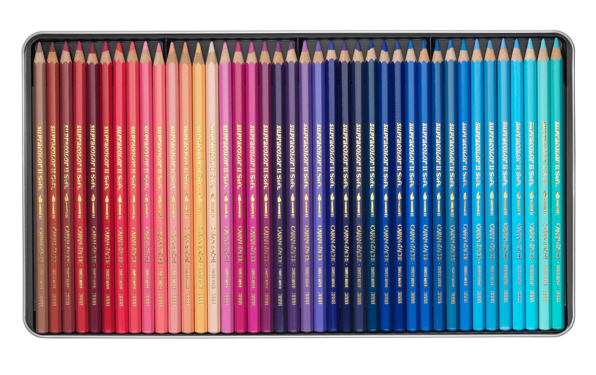 Caran d-Ache Caran d'Ache Aquarellfarbstifte Supracolor Soft – 120 Farben, im Metalletui, Ø 3,8 mm, FSC