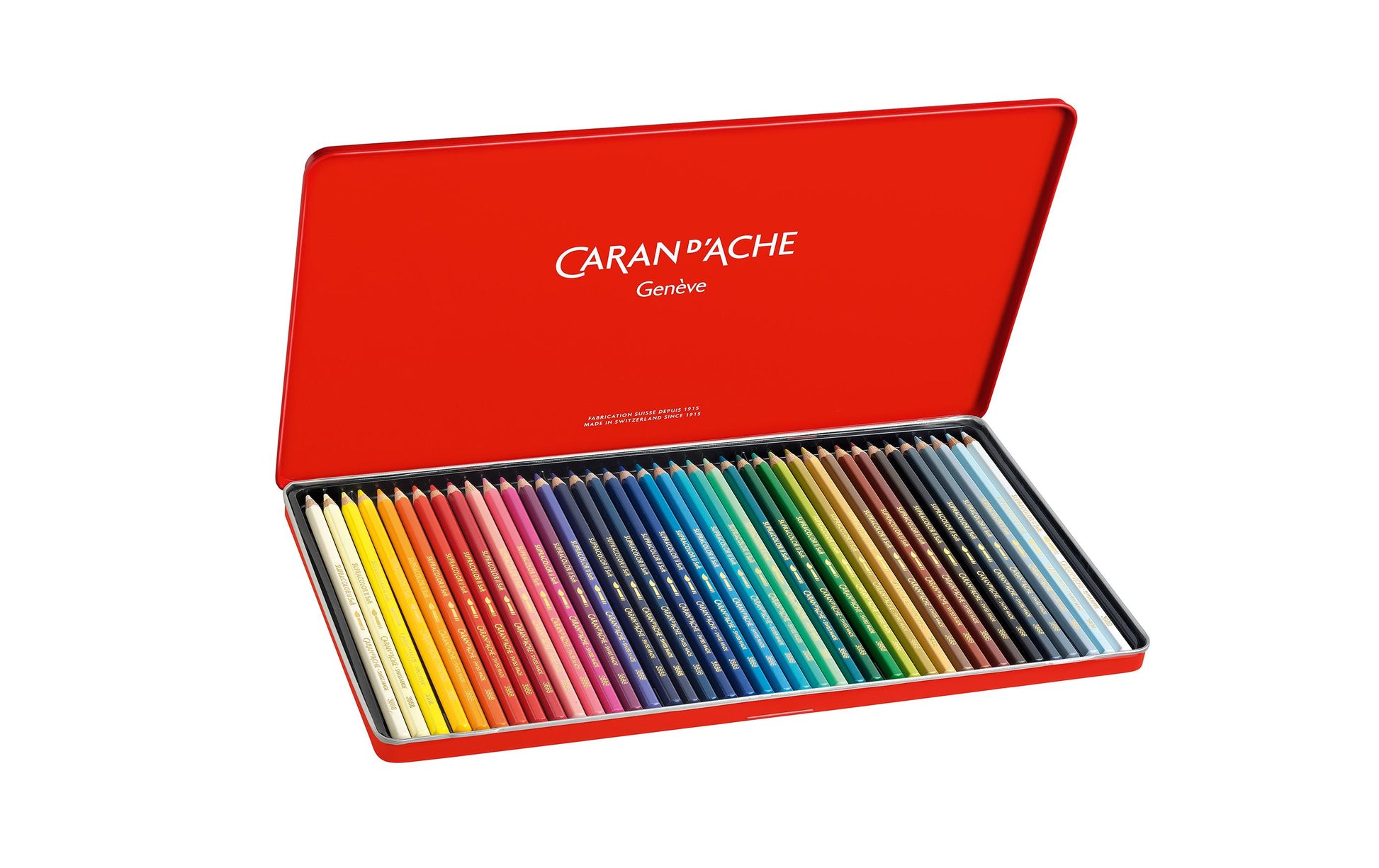 Caran d-Ache Caran d'Ache Aquarellfarbstifte Supracolor Soft – 40 Farben, im Metalletui, Ø 3,8 mm, FSC
