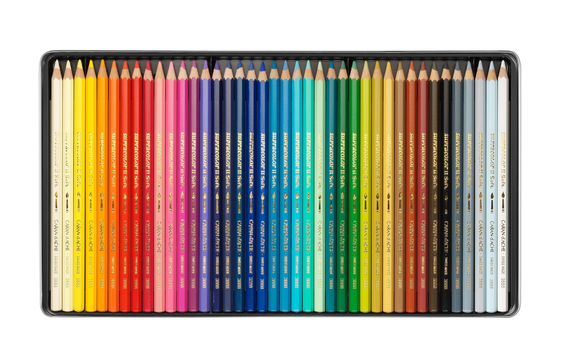 Caran d-Ache Caran d'Ache Aquarellfarbstifte Supracolor Soft – 40 Farben, im Metalletui, Ø 3,8 mm, FSC