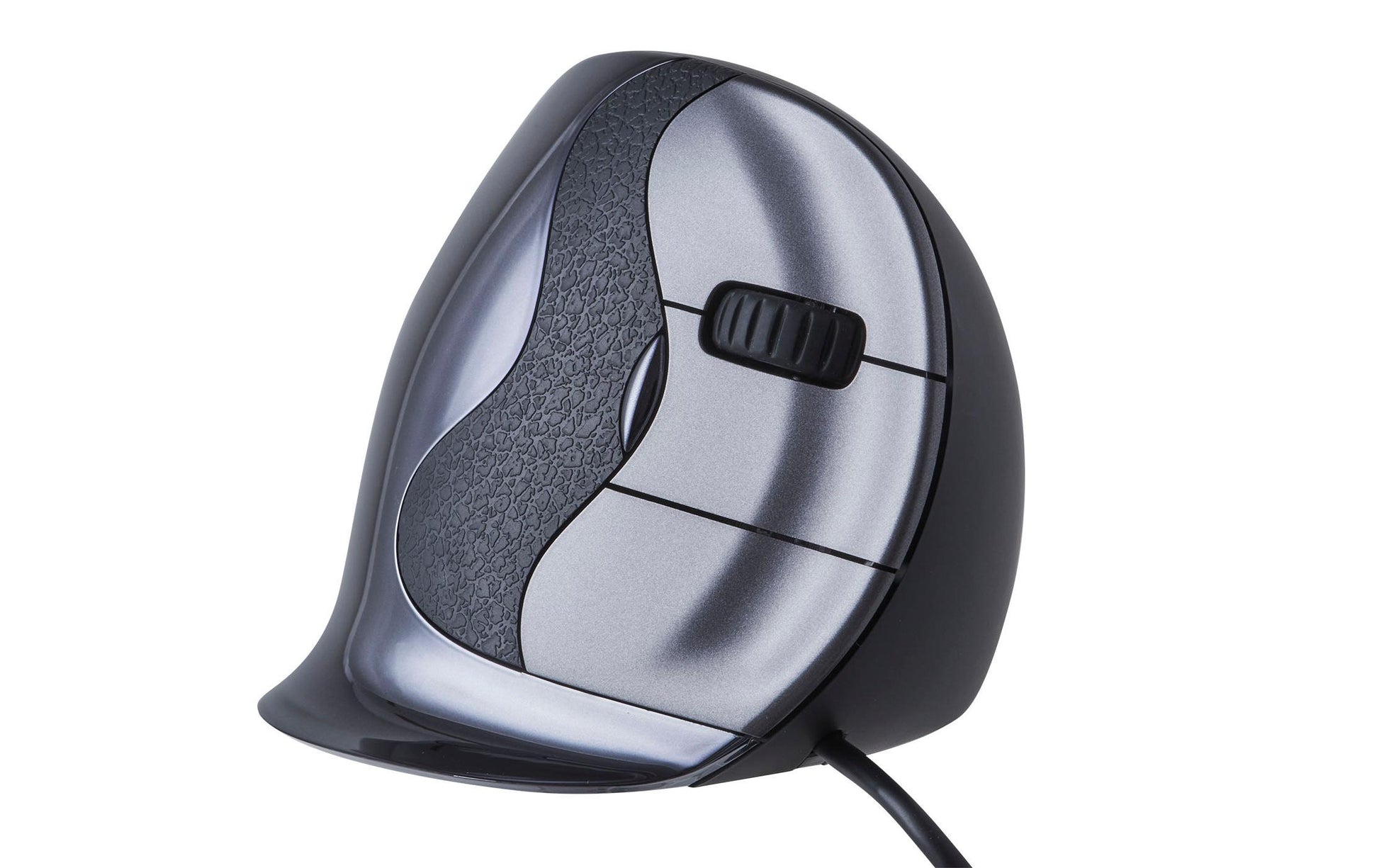 BakkerElkhuizen Evoluent Vertical Mouse D Medium – Vertikale Maus – Kabelgebunden (USB‑A), 3200 DPI, rechts, Schwarz/Grau