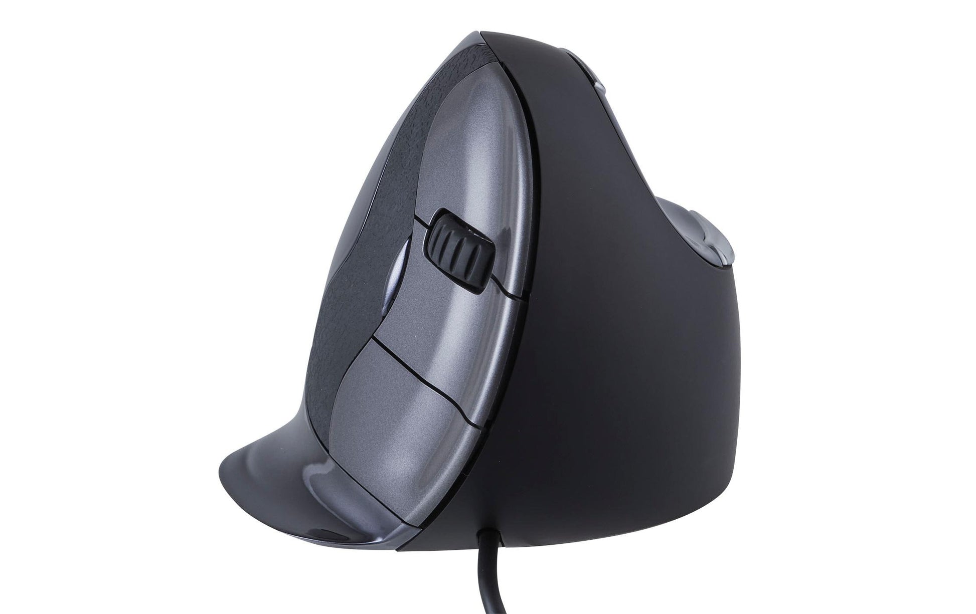 BakkerElkhuizen Evoluent Vertical Mouse D Medium – Vertikale Maus – Kabelgebunden (USB‑A), 3200 DPI, rechts, Schwarz/Grau