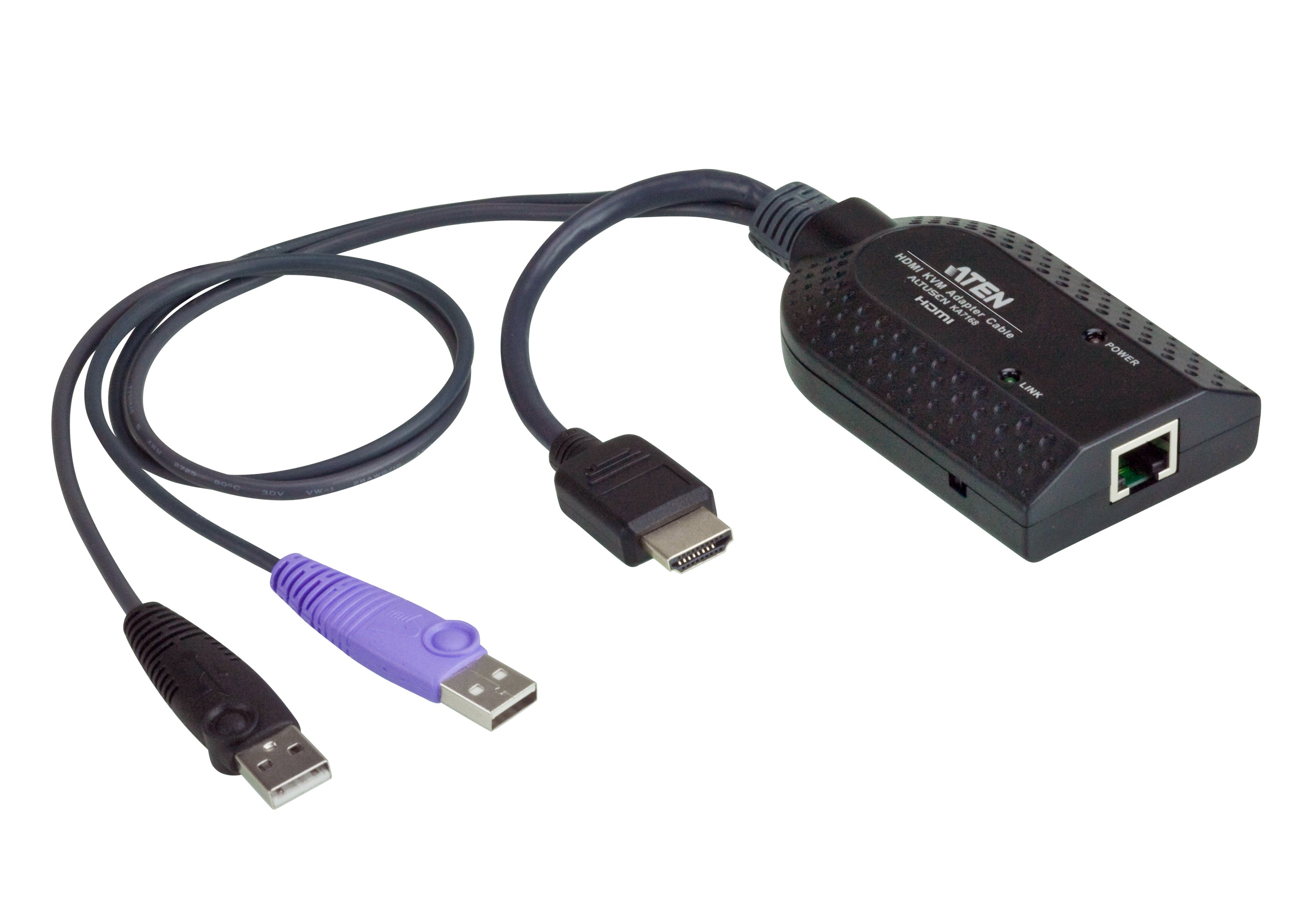 ATEN HDMI-Multiport-Adapter – 2× USB-A + Ethernet (RJ-45), USB 2.0, KA7168