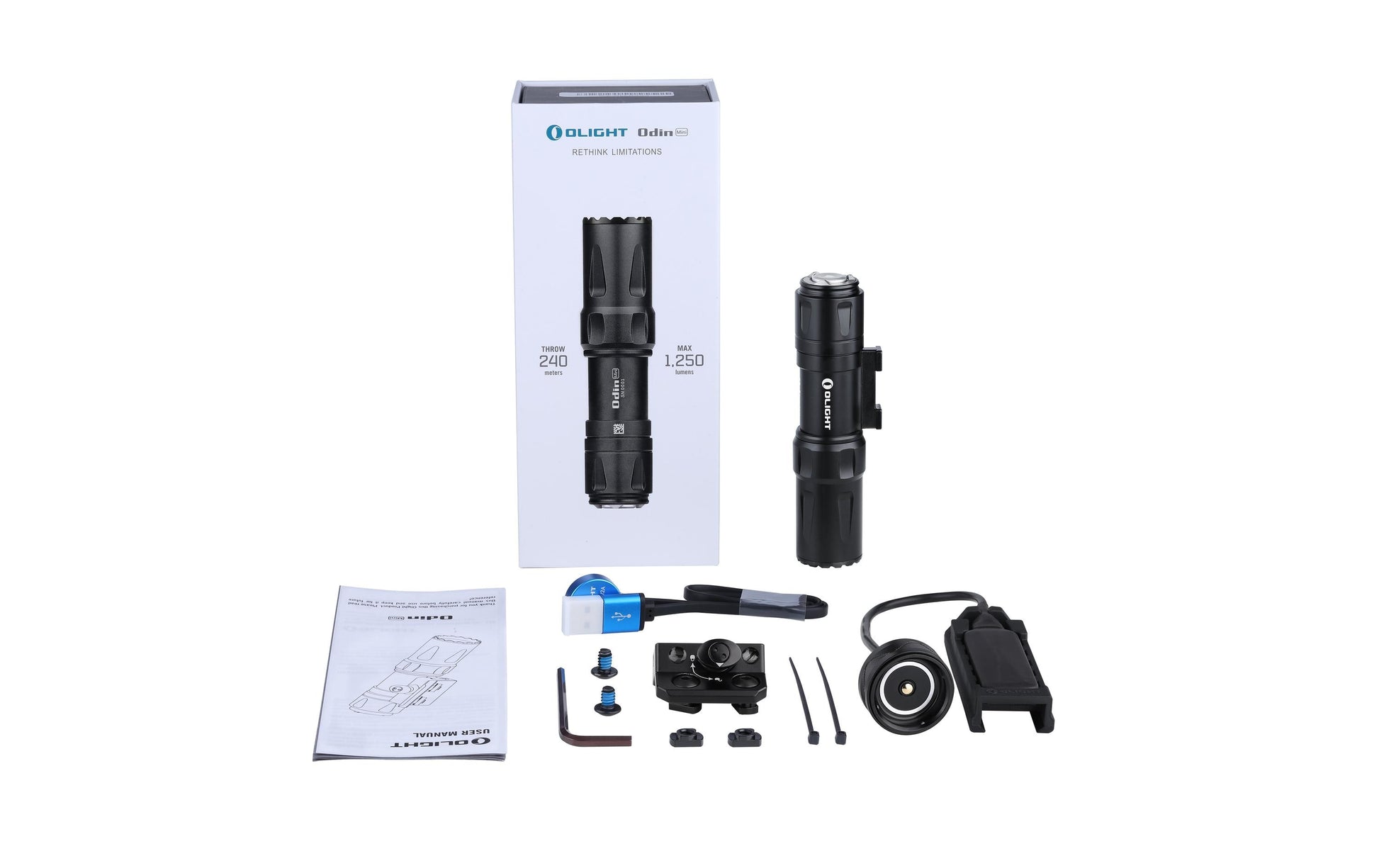 Olight Odin Mini Taschenlampe – 1250 lm, 240 m, IPX8, Akku 2040 mAh – Schwarz