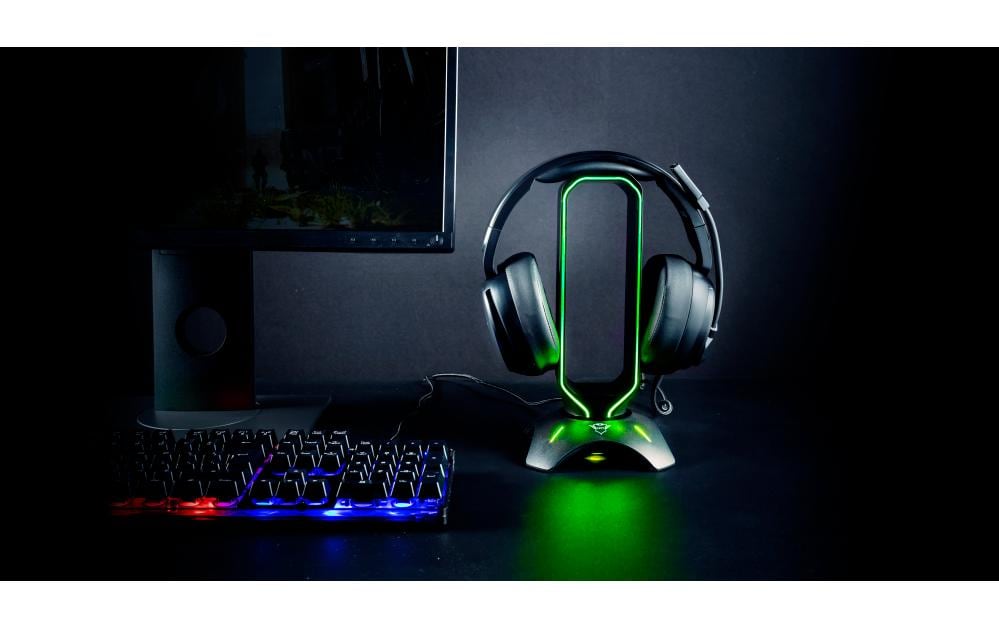 Trust GXT 265 Cintar – Headset-Ständer – für alle Marken – RGB-Beleuchtung, 2× USB-A – schwarz