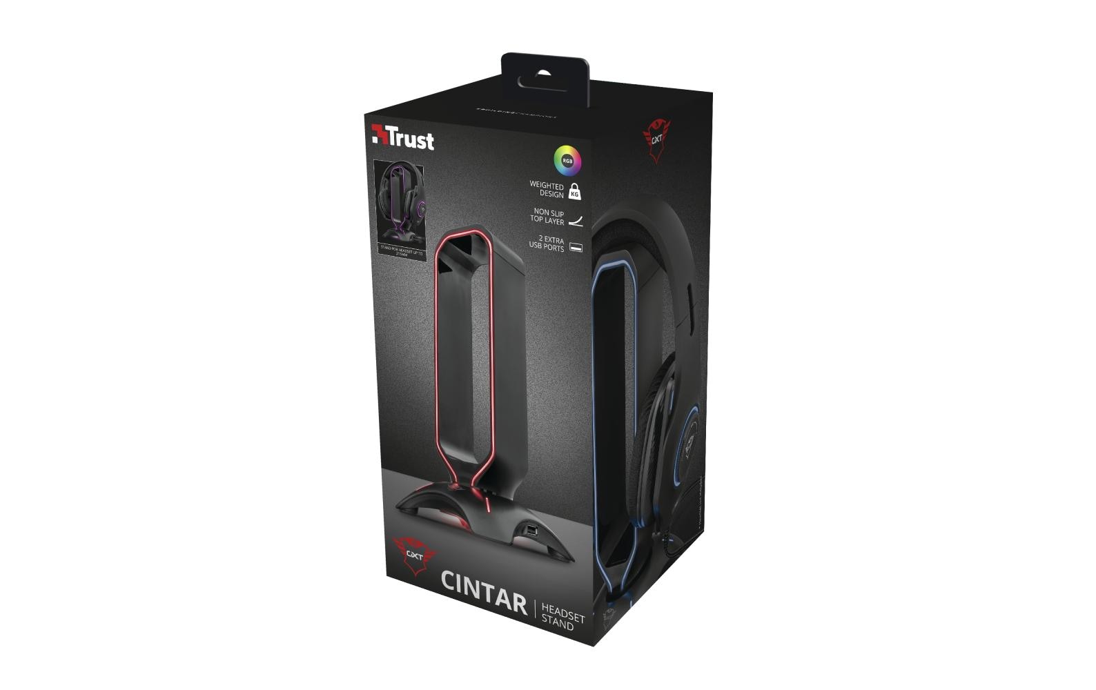 Trust GXT 265 Cintar – Headset-Ständer – für alle Marken – RGB-Beleuchtung, 2× USB-A – schwarz
