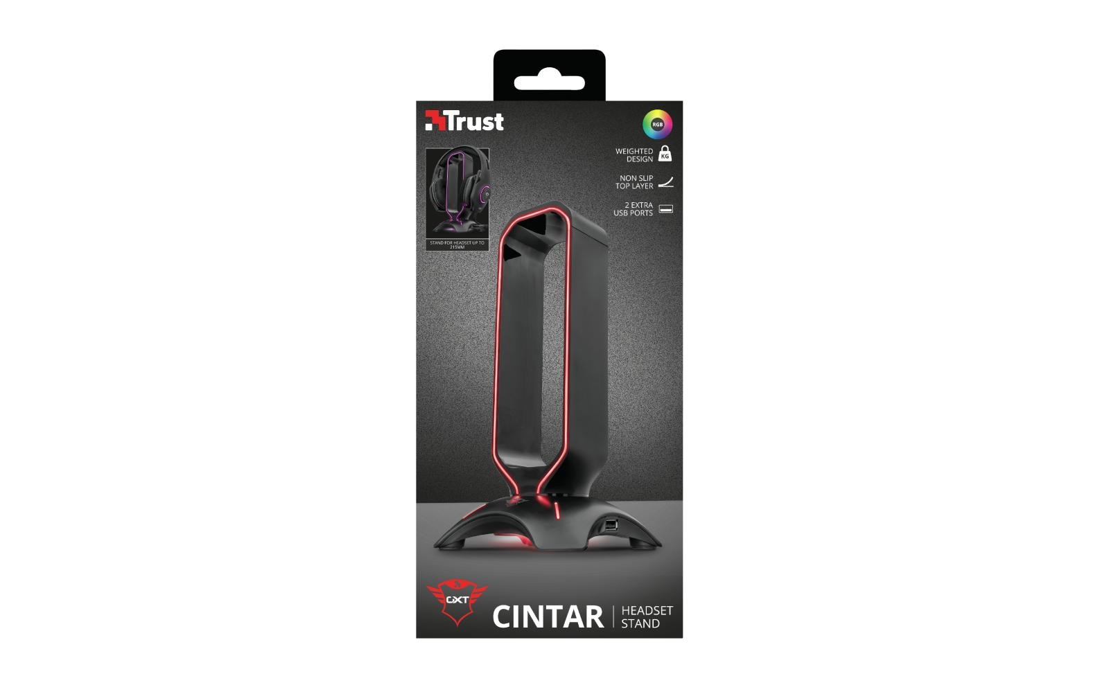 Trust GXT 265 Cintar – Headset-Ständer – für alle Marken – RGB-Beleuchtung, 2× USB-A – schwarz