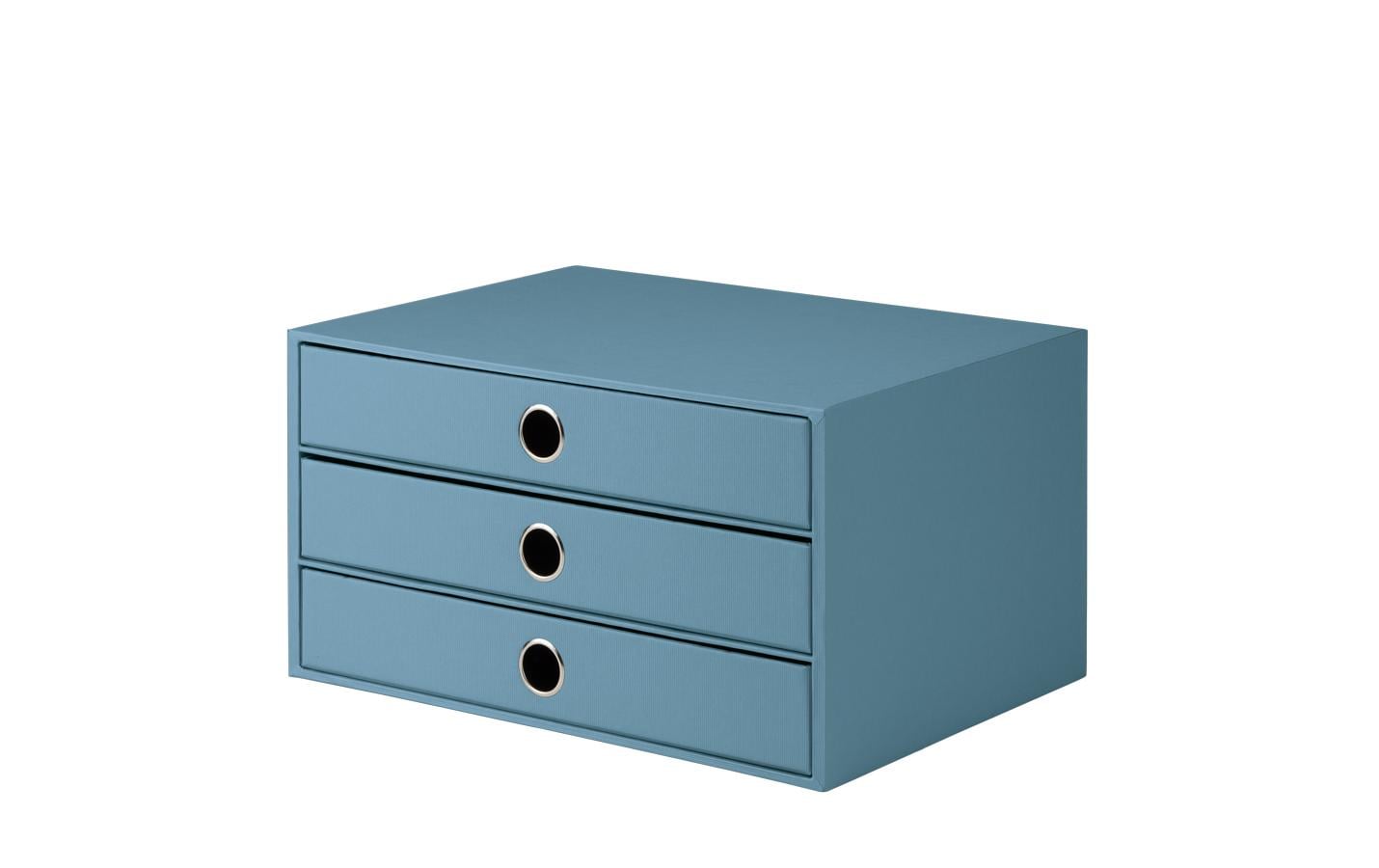 Rössler Schubladenelement – 3 Schubladen, für A4, Blau, Karton, B 343 × H 185 × T 250 mm