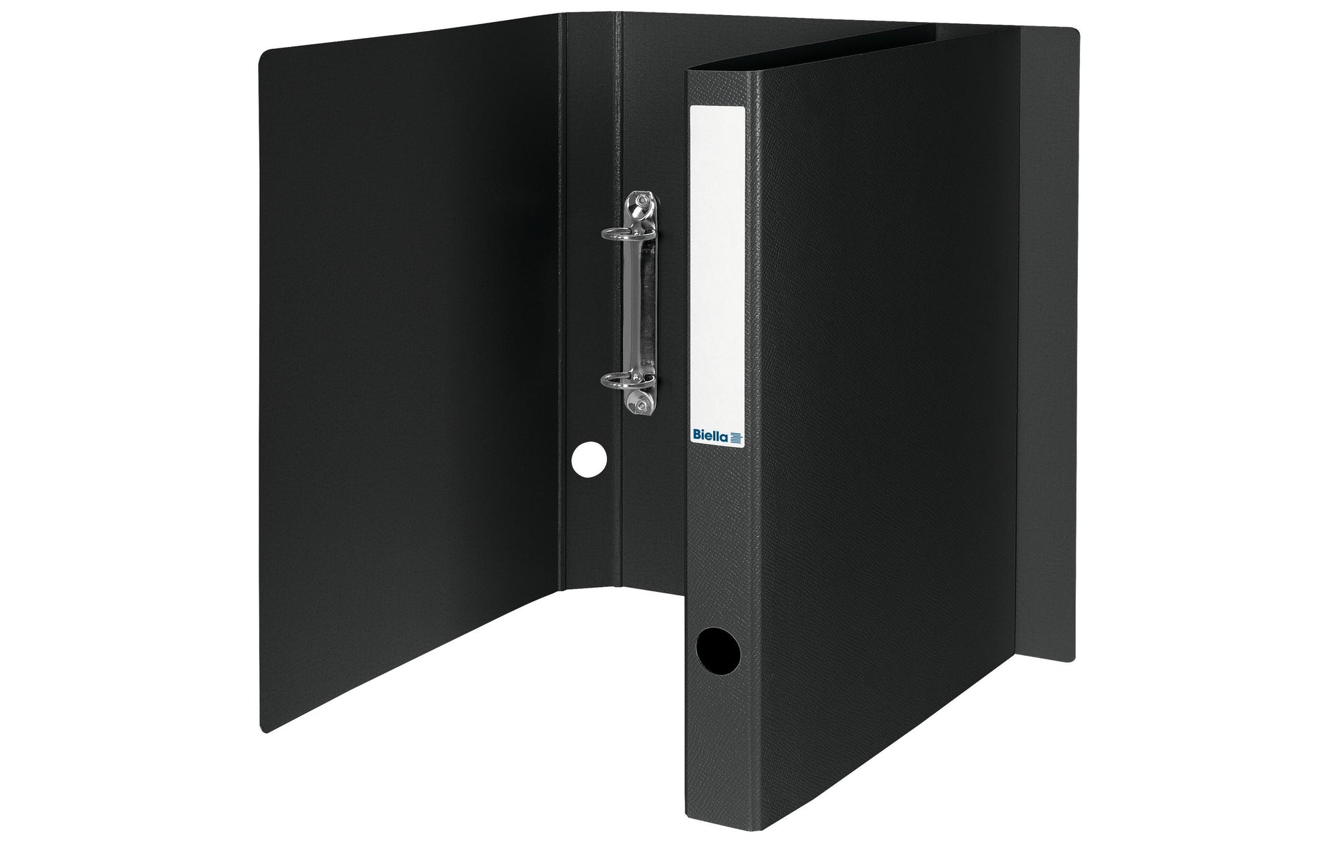 Biella Ringbuch Viria – A4 Hochformat – 2-Ring, Ø 25 mm, Rücken 31 mm – Schwarz, Karton, mit Griffloch