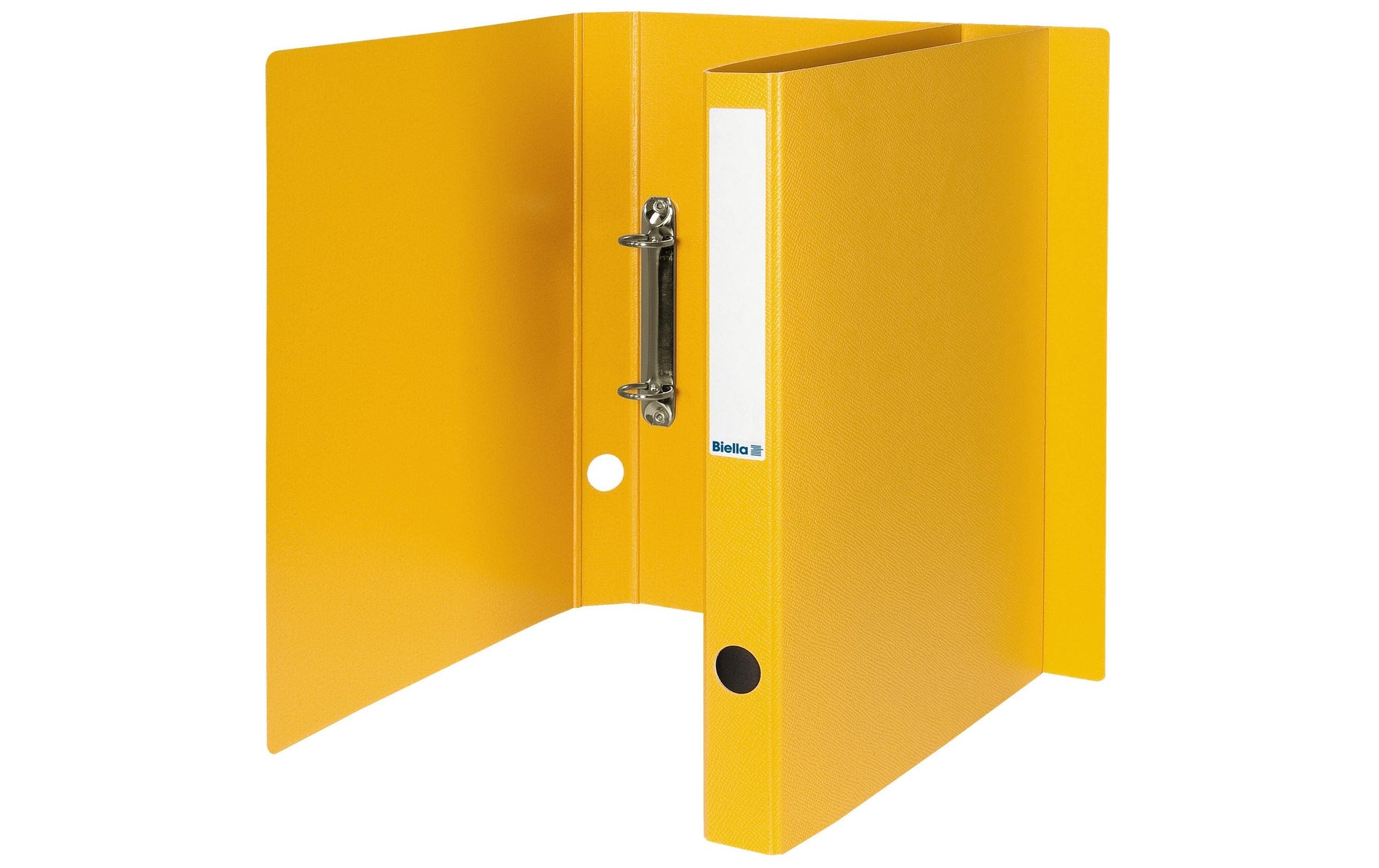Biella Zeigebuch – A4 hoch – 2-Ring, Ø 25 mm, Rücken 31 mm – Gelb, Karton, mit Griffloch