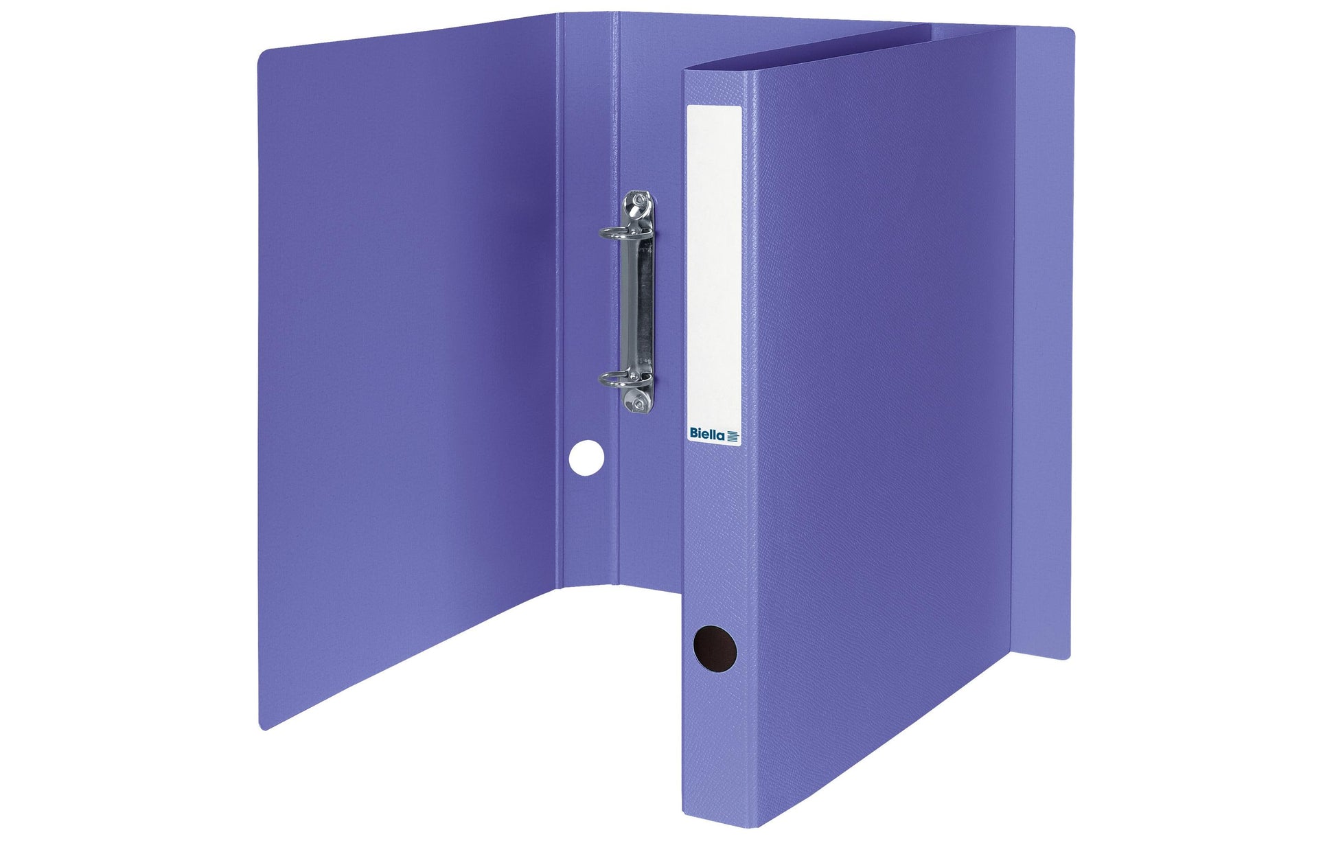 Biella Ordner – A4 hoch – 2-Ring-Mechanik, Ø 25 mm, Rücken 31 mm – violett, Karton, mit Griffloch