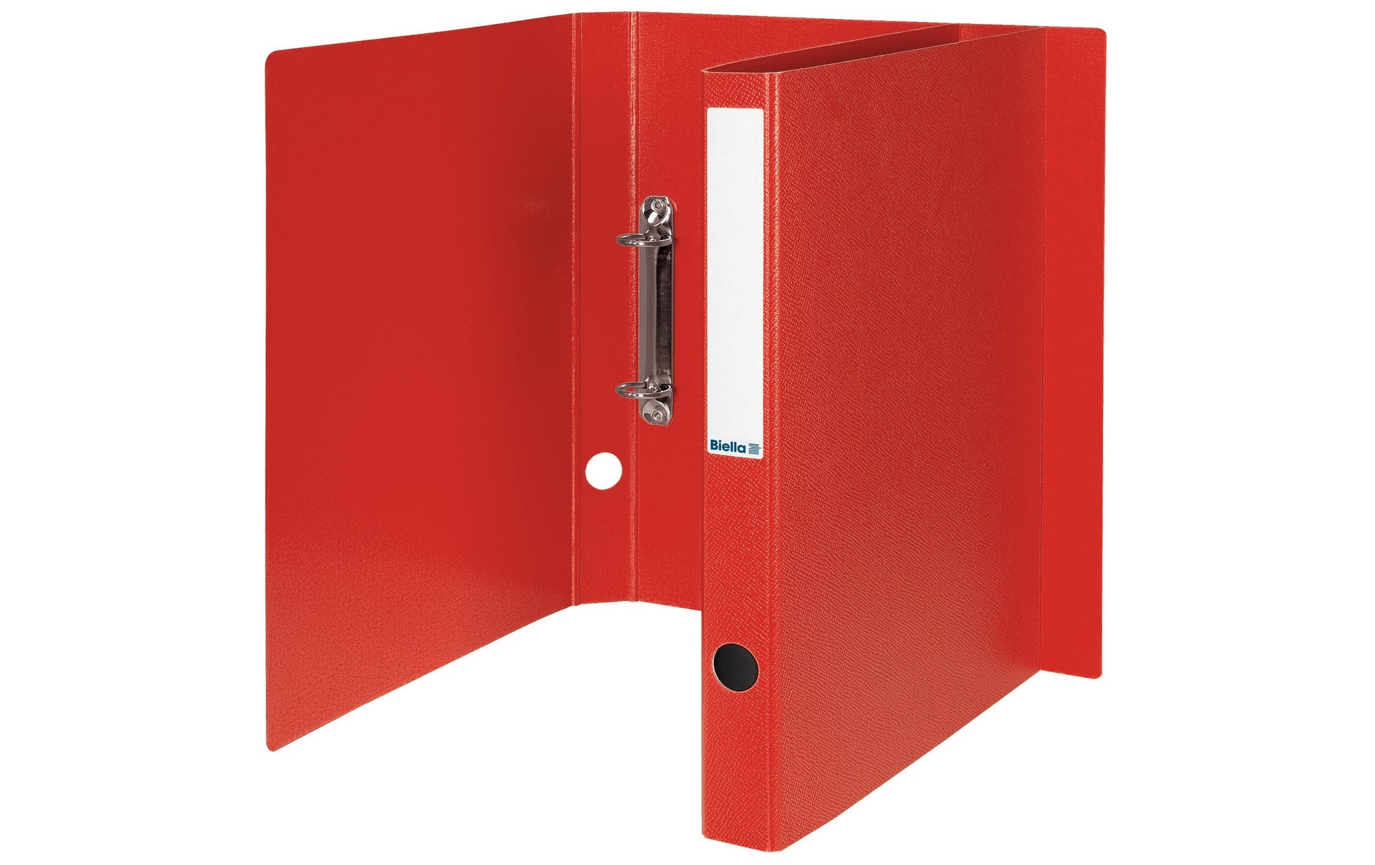Biella Zeigebuch – A4 Hochformat – 2-Ring, Ø 25 mm, Rücken 31 mm – Rot, Karton, mit Griffloch