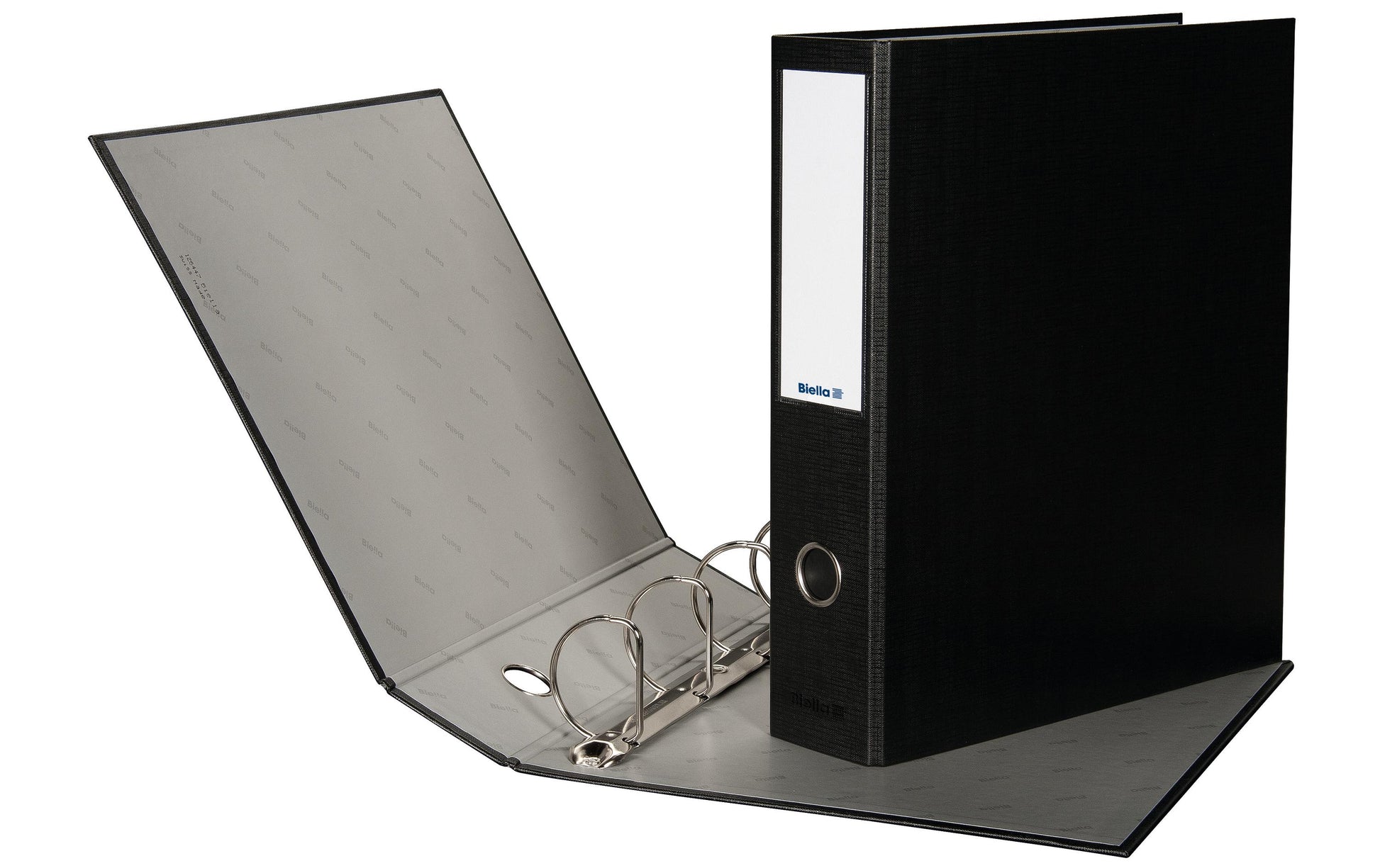 Biella Dinor-Quatro Zeigebuch – A4 Hochformat – 4-Ring Bügelmechanik, Ø 50 mm, Rücken 70 mm – Schwarz, Karton, FSC