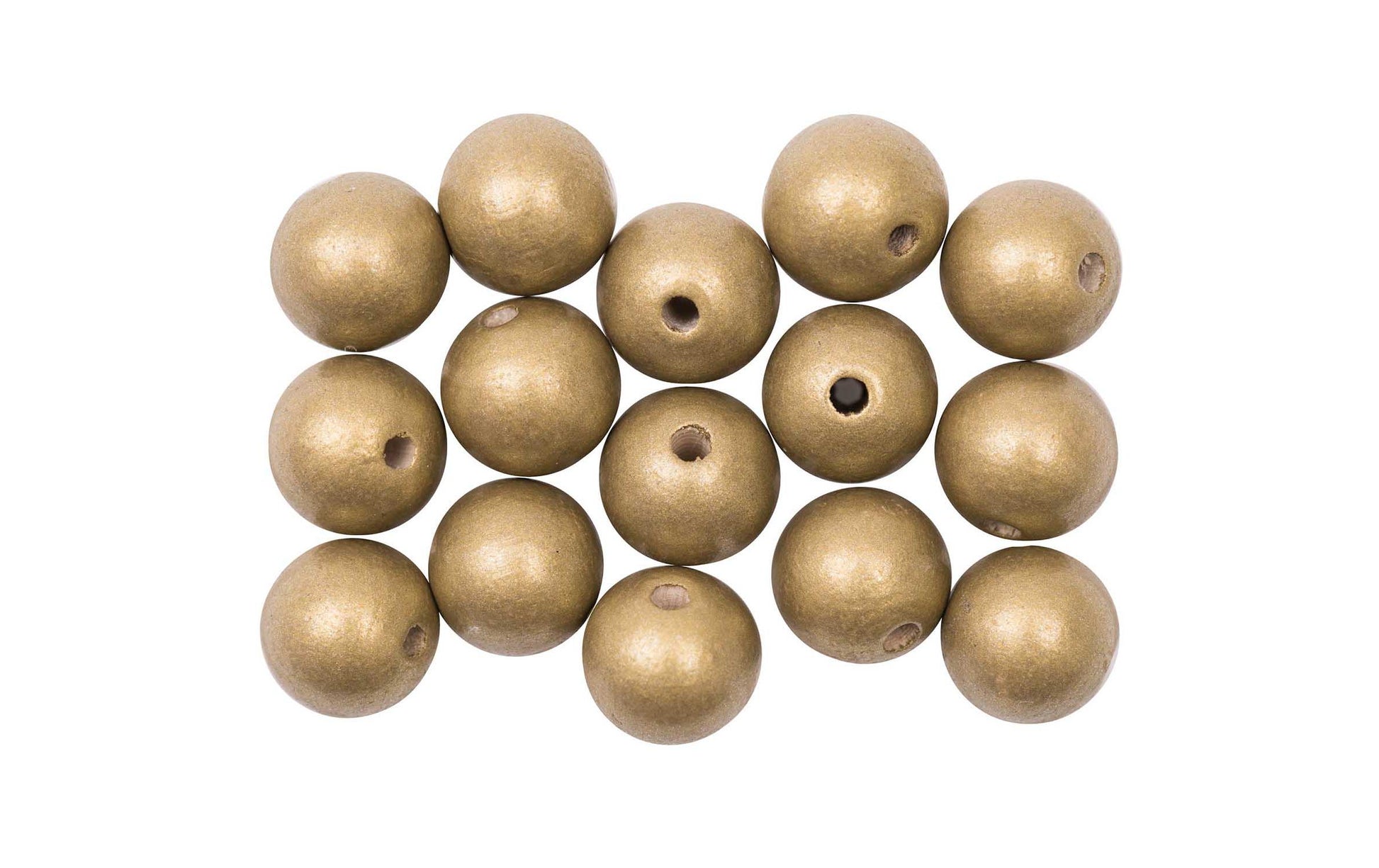 Rico Design Holzperlen, rund – Gold – Ø 12 mm – 15 Stk.