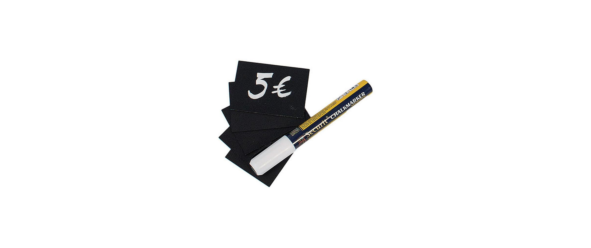 Securit Kreidetafel TAG-A8-WT – 74 × 52 mm, quer – Acryl, schwarz – für Kreidemarker