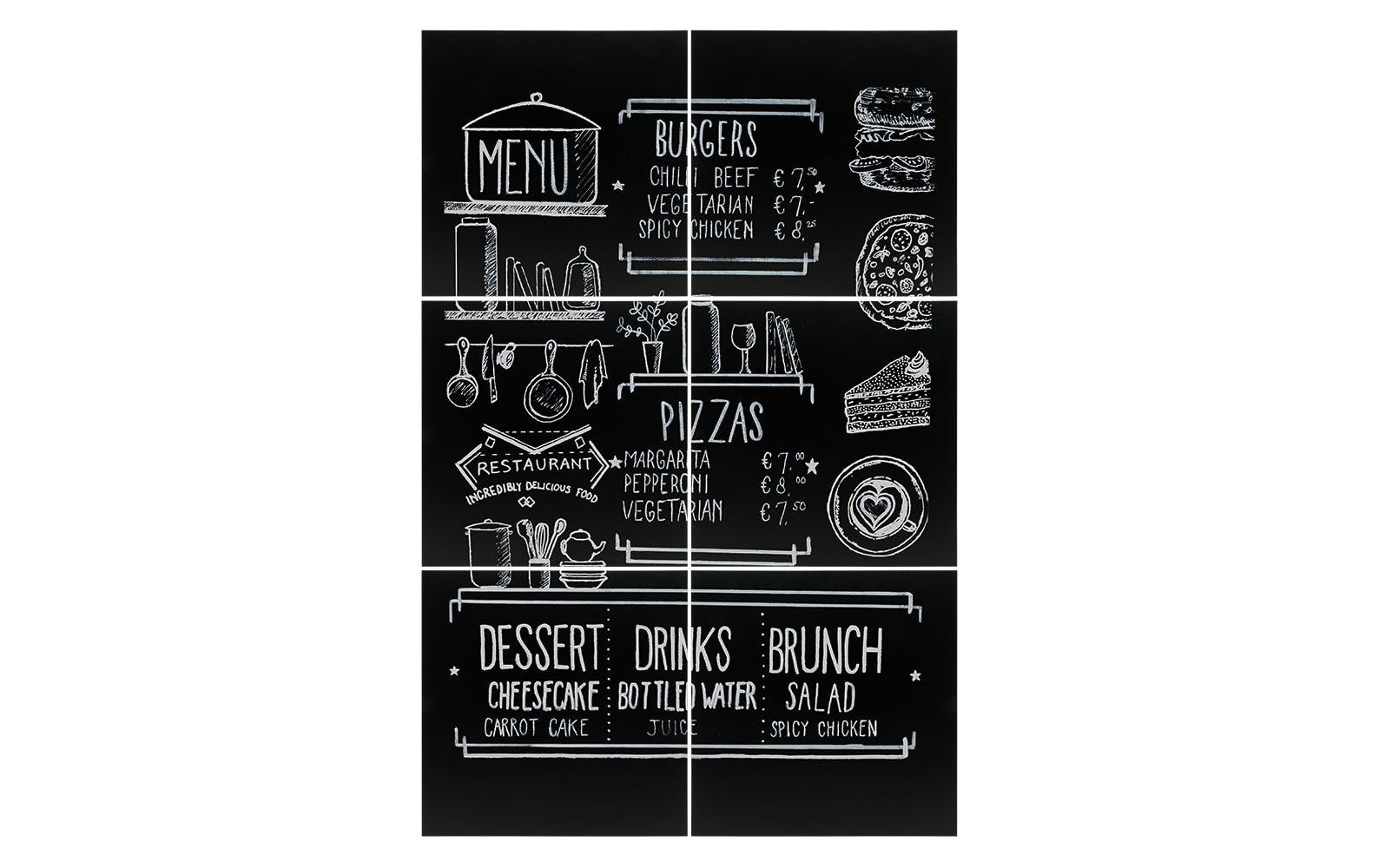 Securit Kreidetafel ohne Rahmen FB-XXL – 400 × 400 mm – Melamin (beschichtet), schwarz – für Kreidemarker – Wa