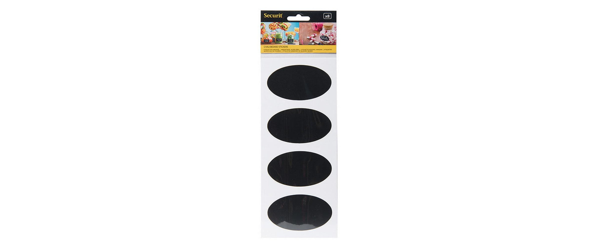 Securit Tafelfolie/Kreidefolie Oval – 85 × 50 mm – Polyvinylchlorid (PVC), Schwarz – Selbstklebend