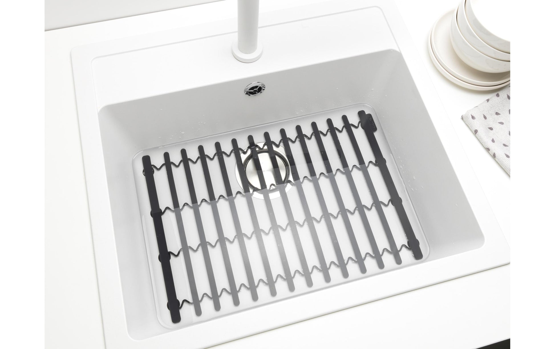Brabantia Abtropfmatte 30 × 30 × 1,5 cm, Silikon, Dunkelgrau, spülmaschinenfest