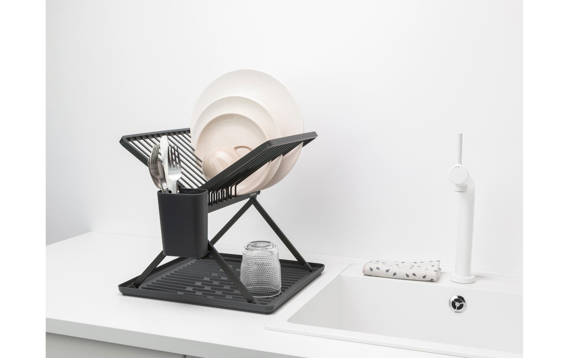 Brabantia Abtropfgestell 37 × 33 × 31,5 cm, Aluminium/Kunststoff, Dunkelgrau