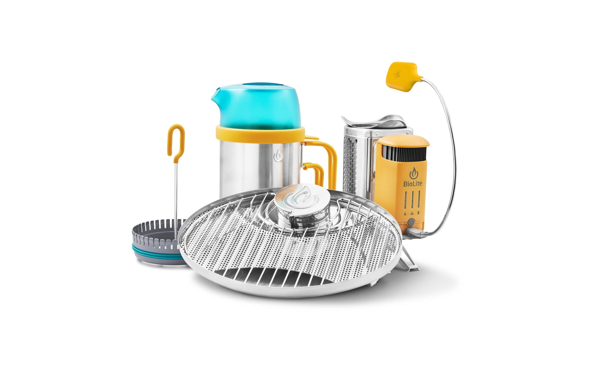 BioLite Campstove BNA0100 – Holzkohle, USB-Port, 935 g – Gelb/Edelstahl