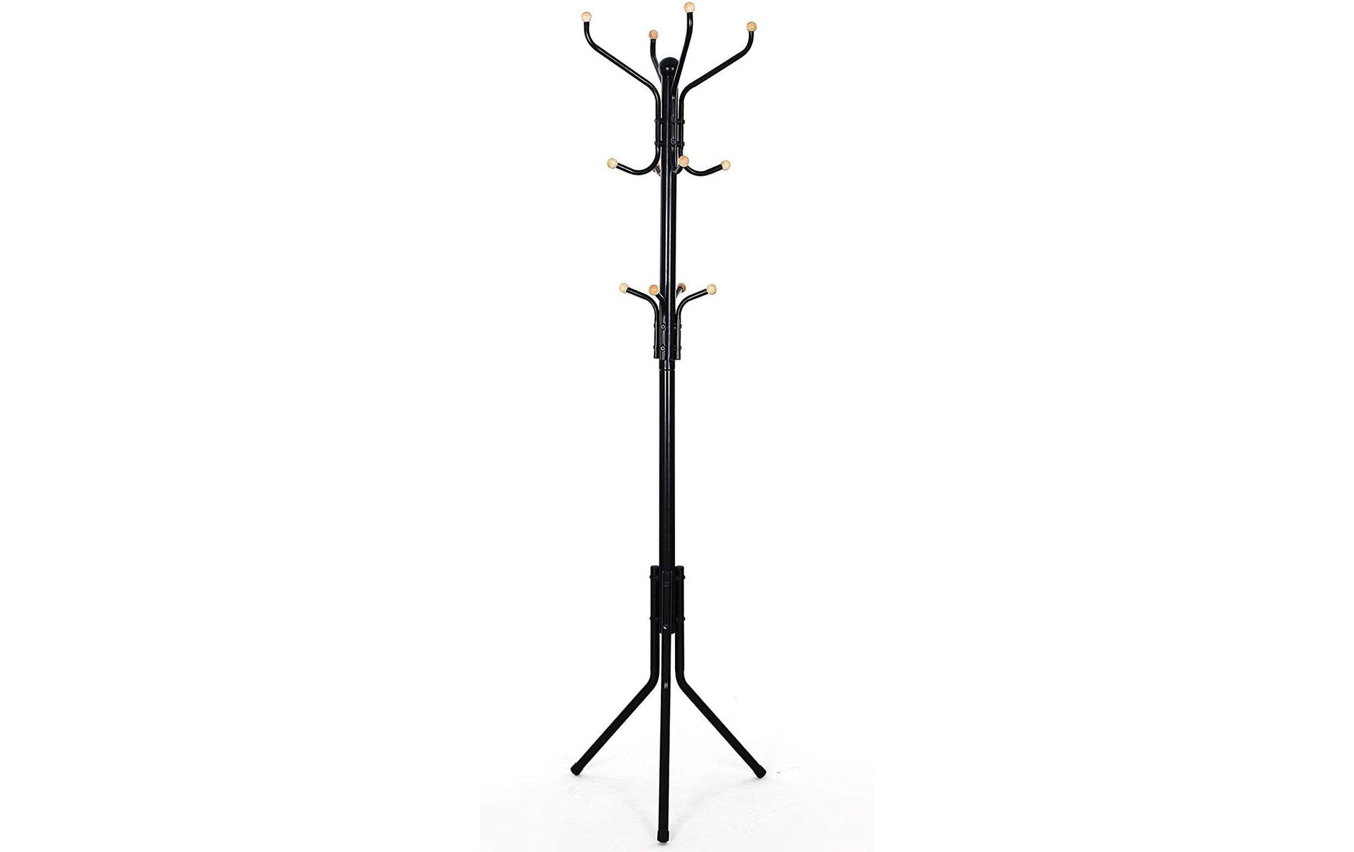Songmics Garderobenständer – 8 Haken, Stahl, Schwarz, 44 × 44 × 182 cm