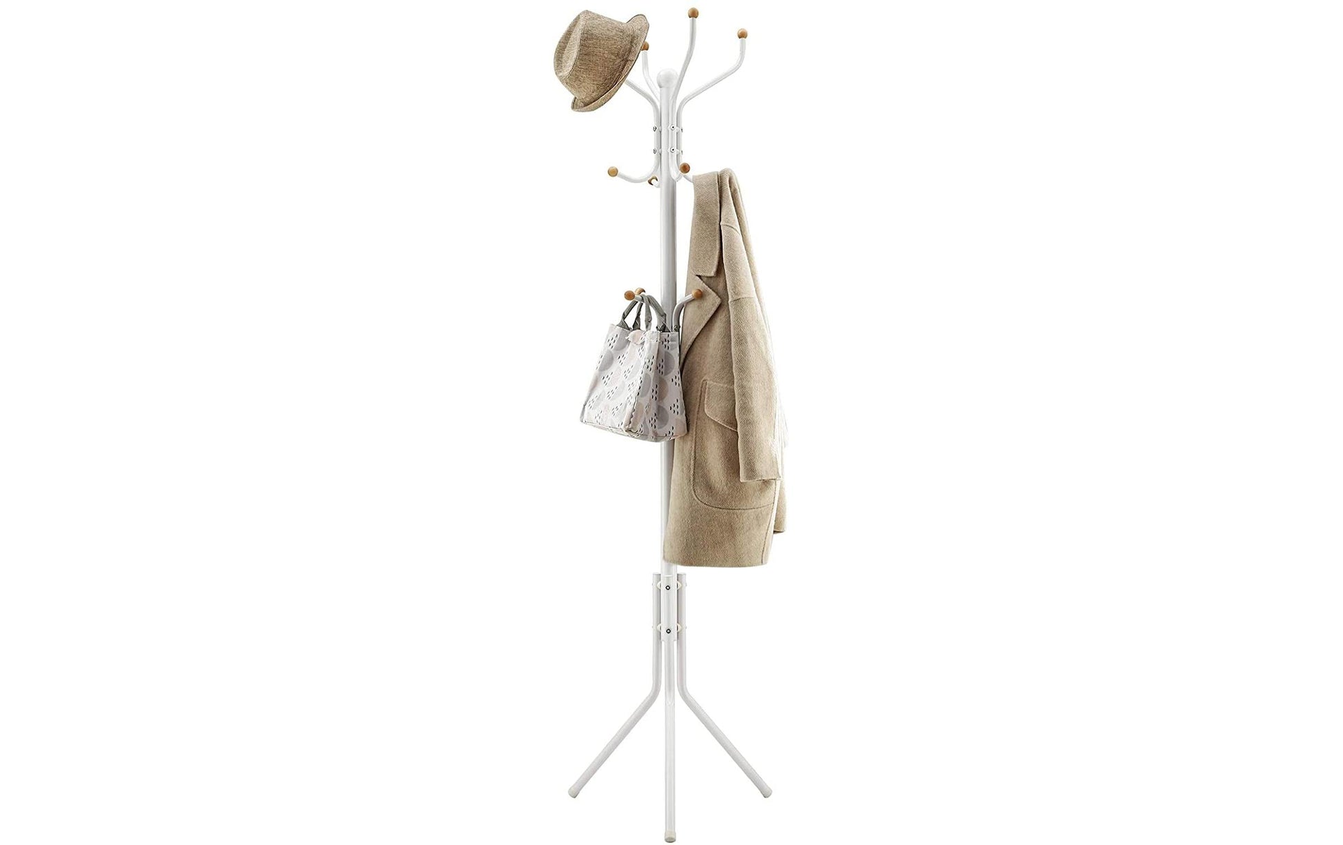 Songmics Garderobenständer – 8 Haken, Metall, Weiss, 44 × 44 × 182 cm