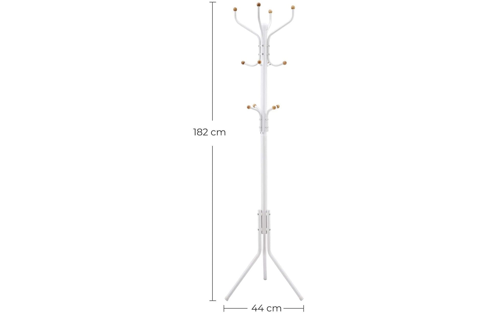 Songmics Garderobenständer – 8 Haken, Metall, Weiss, 44 × 44 × 182 cm