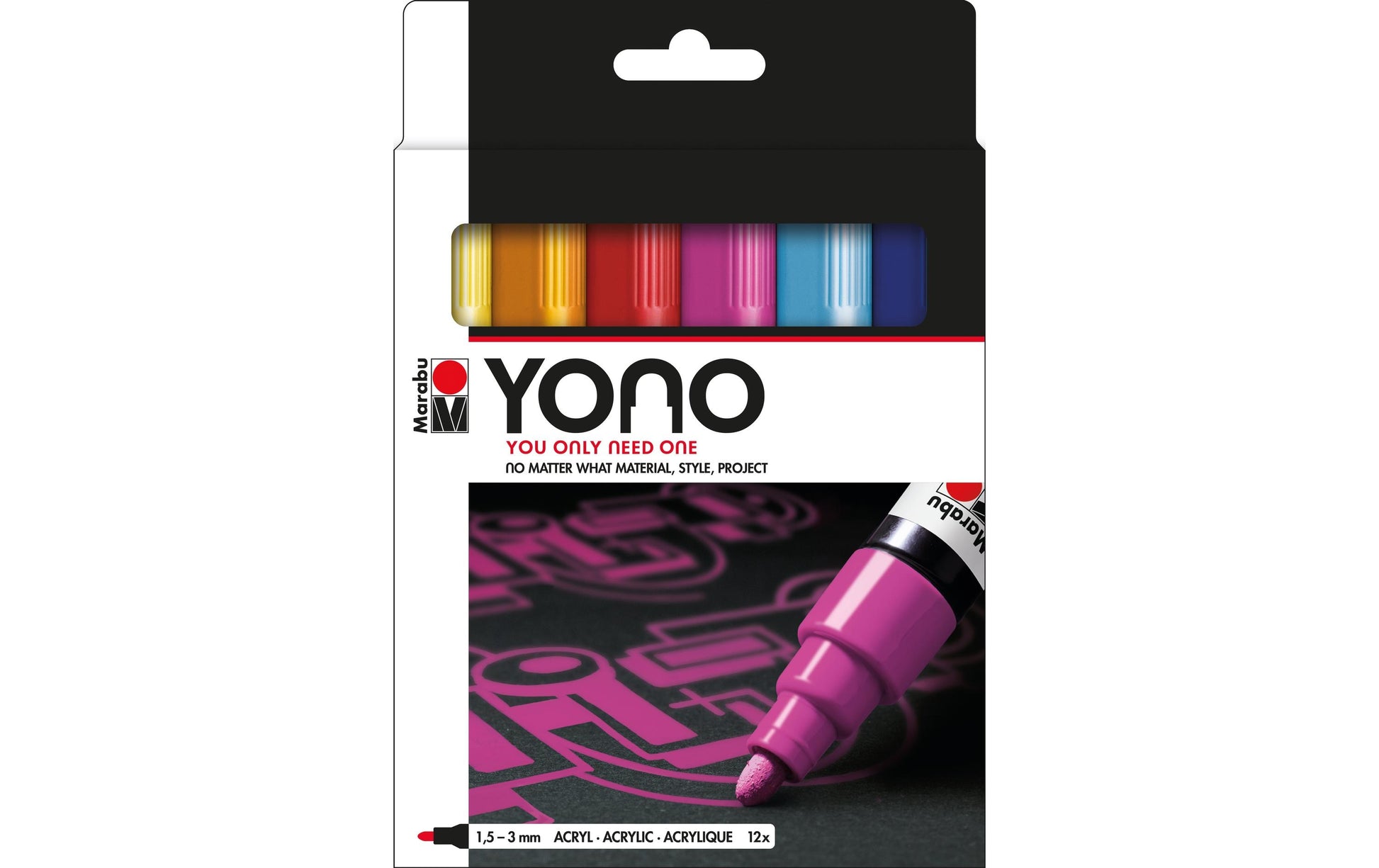 Marabu YONO – Acrylmarker, 1,5–3 mm, 12 Farben, 12er-Set