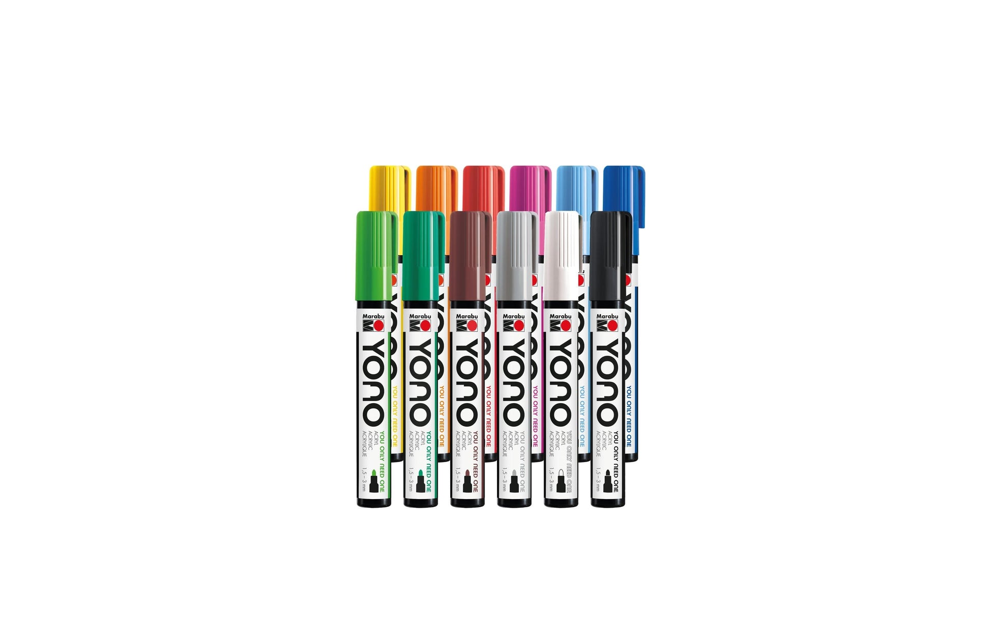 Marabu YONO – Acrylmarker, 1,5–3 mm, 12 Farben, 12er-Set