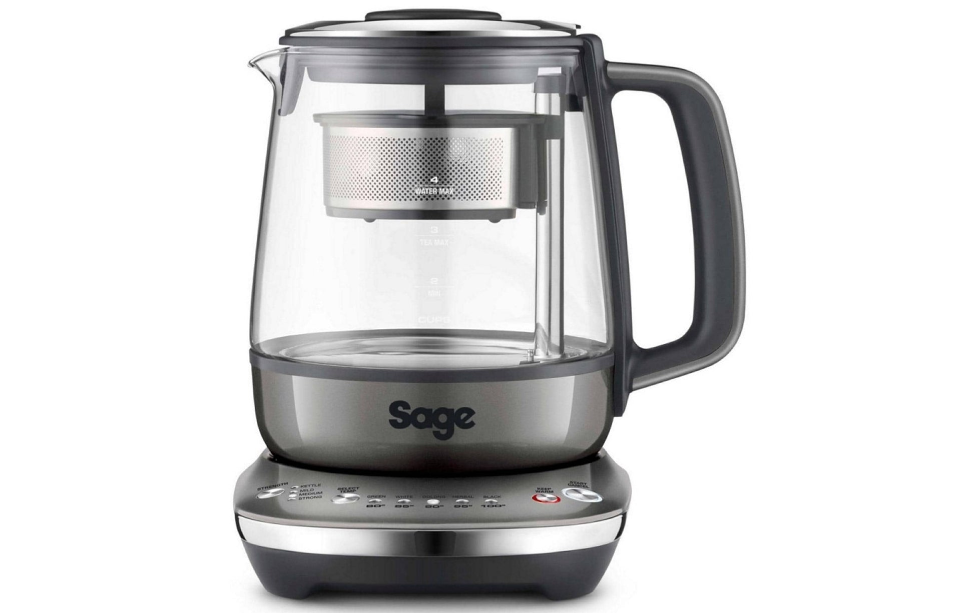 Sage Tea Maker Compact – Tee- & Wasserkocher, 1,0 l, 5 Temperaturstufen, 1600 W, Glas, Grau, Warmhalten