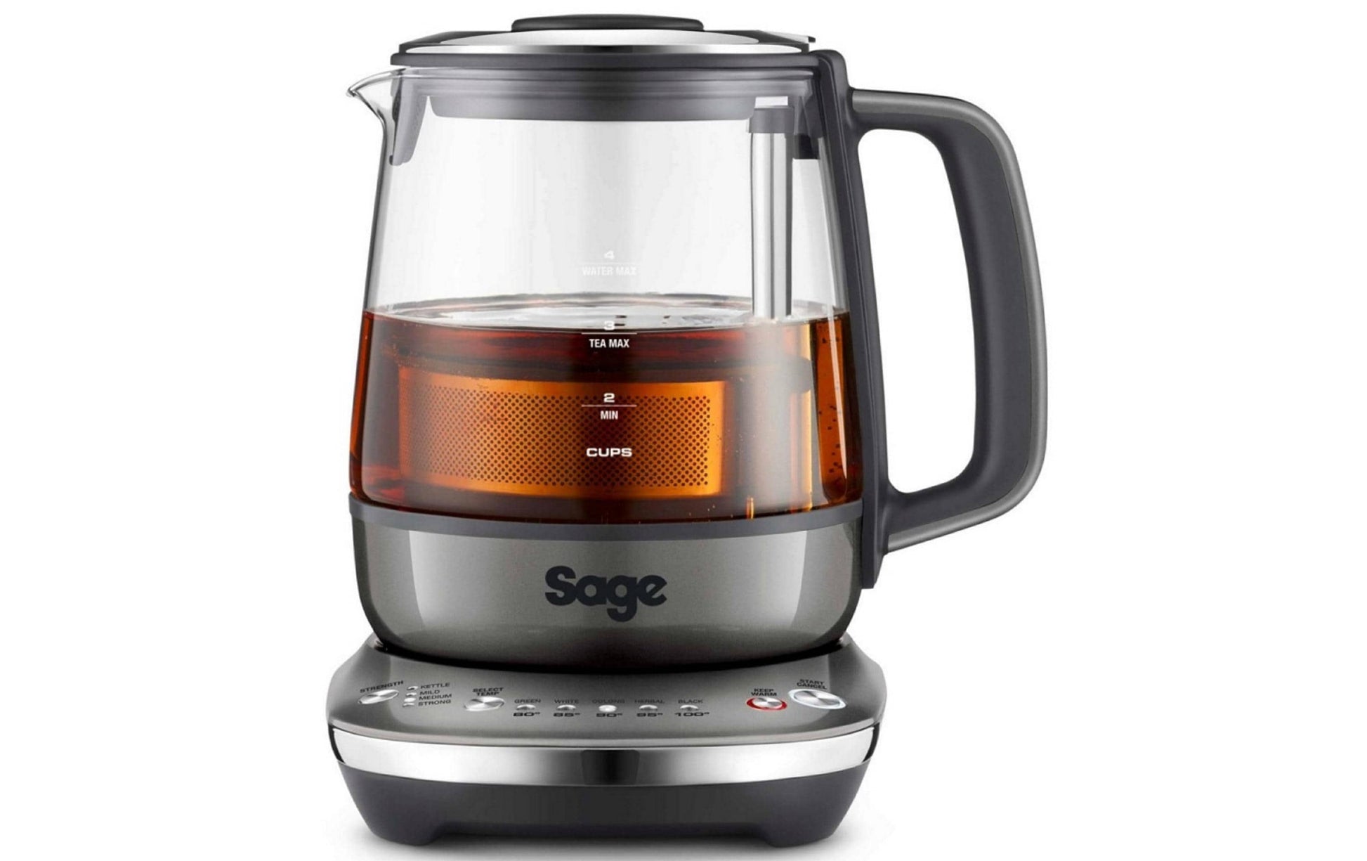 Sage Tea Maker Compact – Tee- & Wasserkocher, 1,0 l, 5 Temperaturstufen, 1600 W, Glas, Grau, Warmhalten