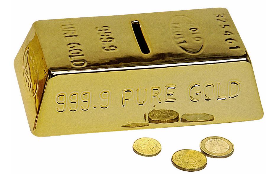 G. Wurm Spardose – Keramik, Gold – 16 × 9 × 5 cm