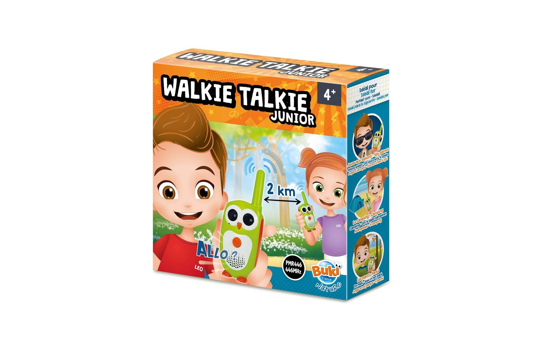 Buki Walkie-Talkie Junior – 2 km Reichweite – 2 Stück – ab 4 Jahren – Grün/Orange