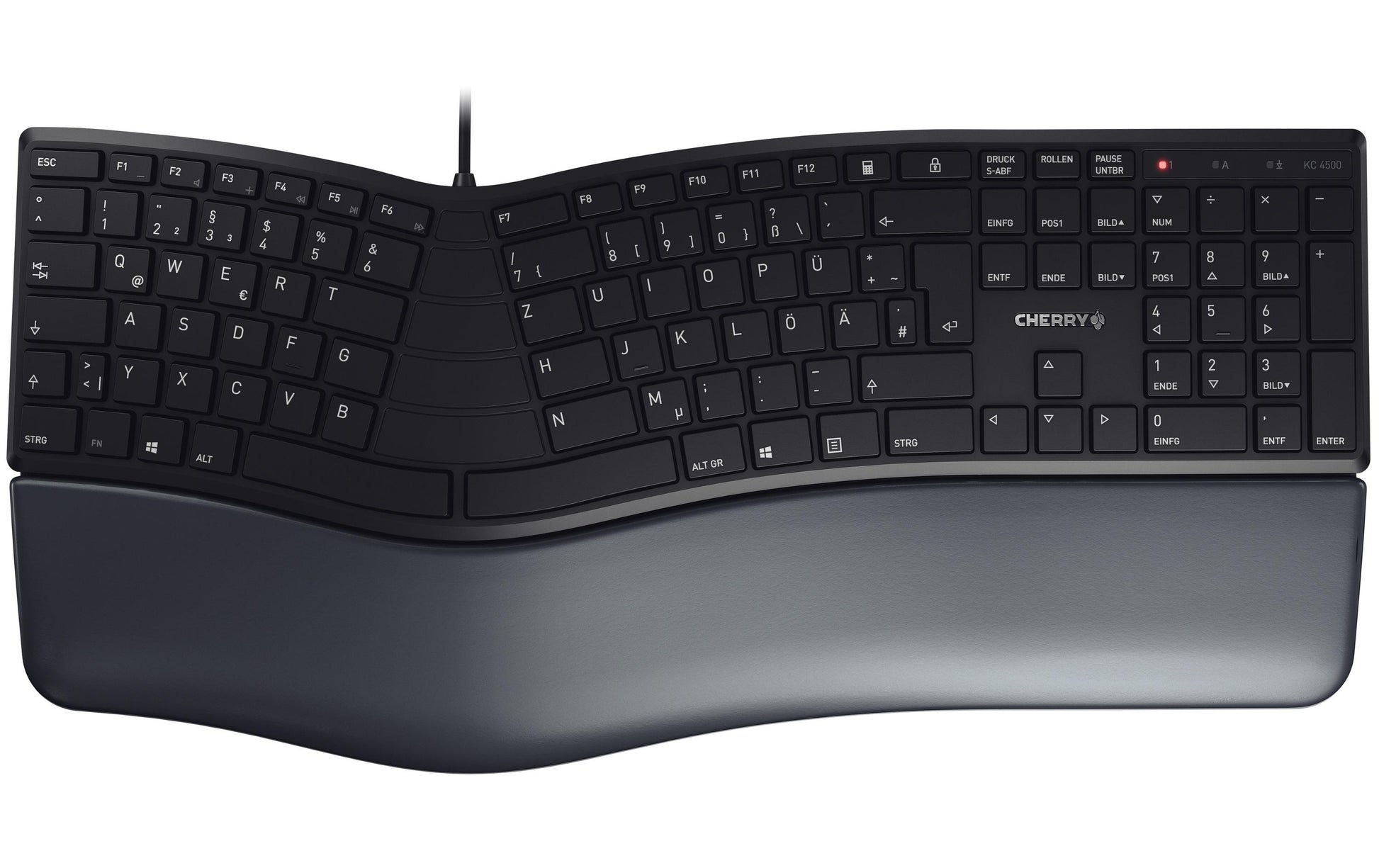CHERRY KC 4500 ERGO – Tastatur, kabelgebunden (USB-A), DE-Layout (DE) – für Windows
