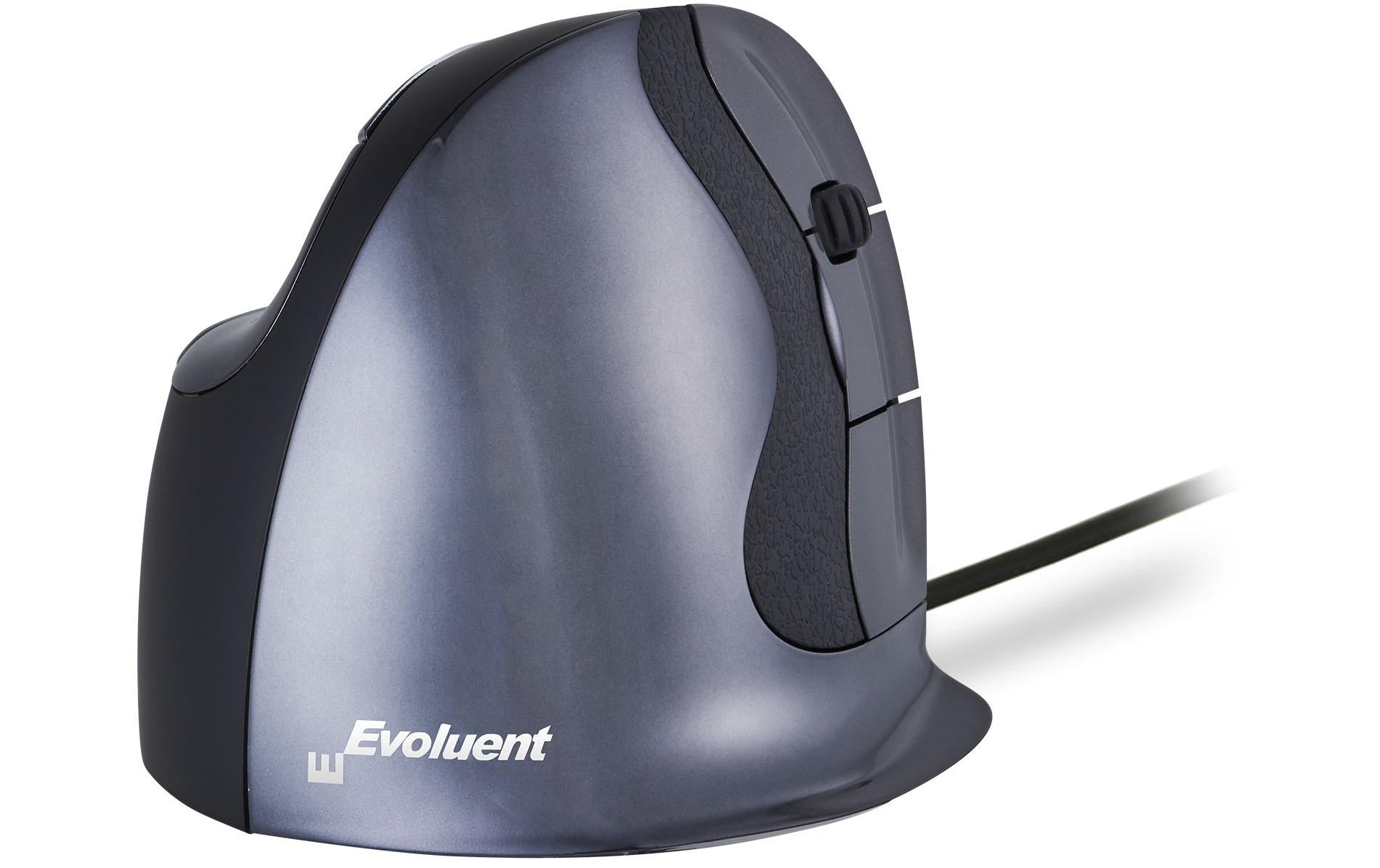 BakkerElkhuizen Evoluent Vertical Mouse D Medium – Vertikale Maus – Kabelgebunden (USB‑A), 3200 DPI, rechts, Schwarz/Grau