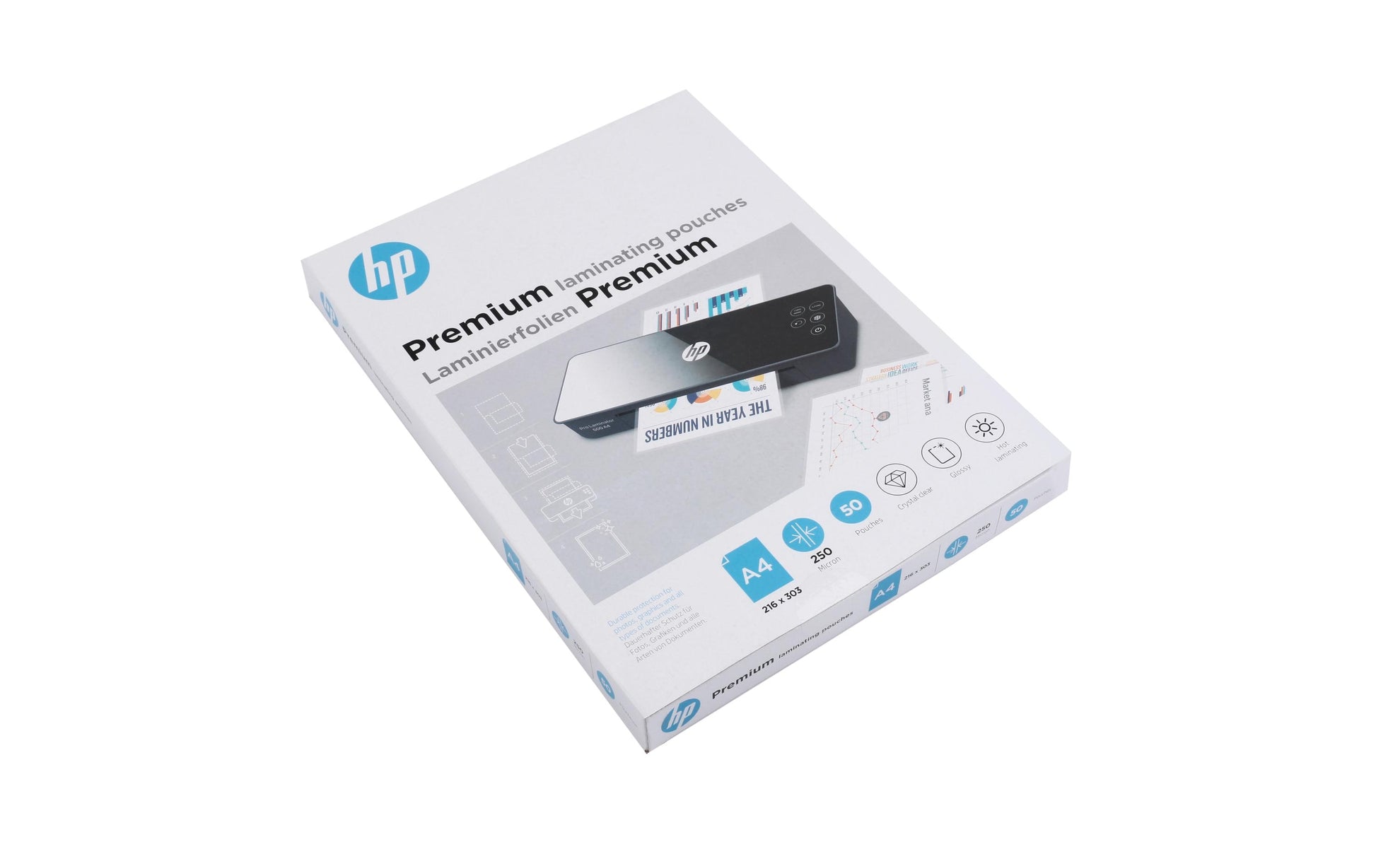 HP Laminierfolien A4 – 250 µm, glänzend, 50 Stück