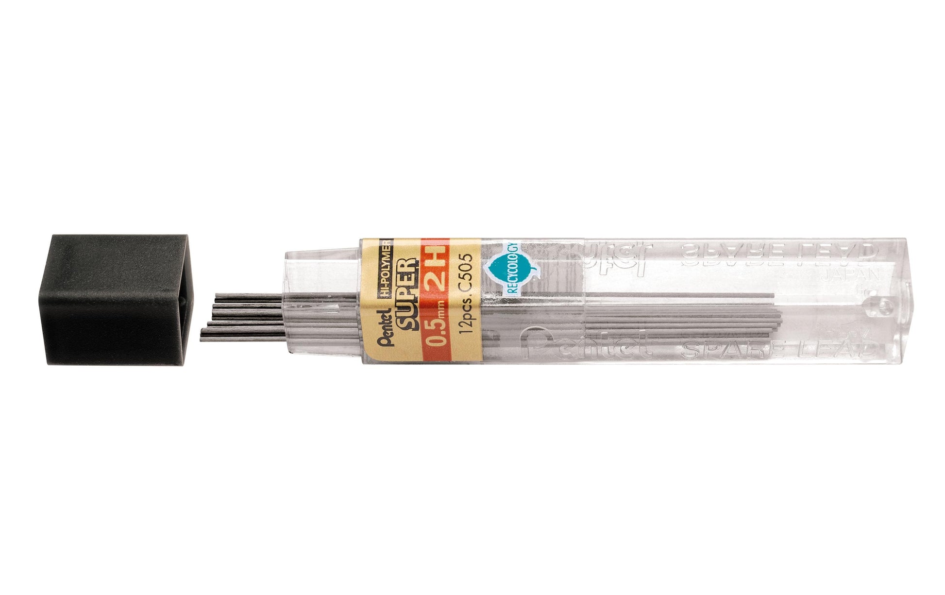 Pentel Bleistiftminen – Graphit, 0,5 mm, 2H, 12 Stk.