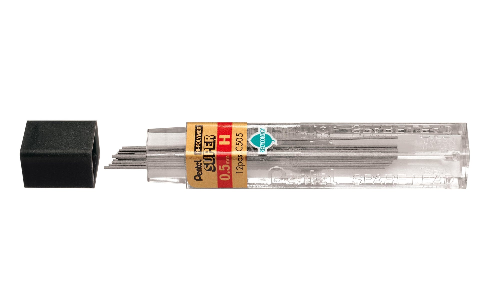 Pentel Bleistiftminen – Grau, 0,5 mm, H, 12 Stk.