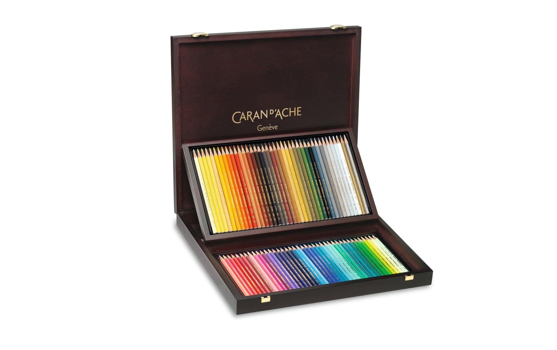 Caran d-Ache Caran d'Ache Prismalo Aquarellfarbstifte – 80 Farben, im Holzkoffer, Ø 3 mm, FSC