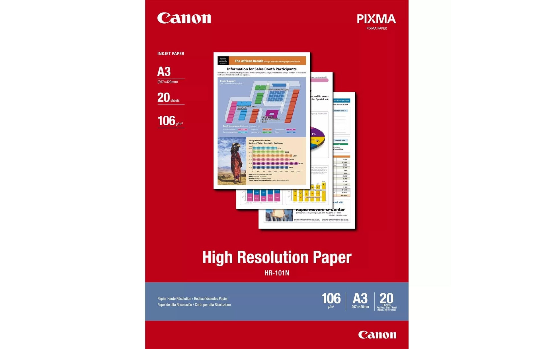 Canon Fotopapier – beschichtet, A3, 106 g/m², 20 Blatt, beidseitig – für Tintenstrahldrucker