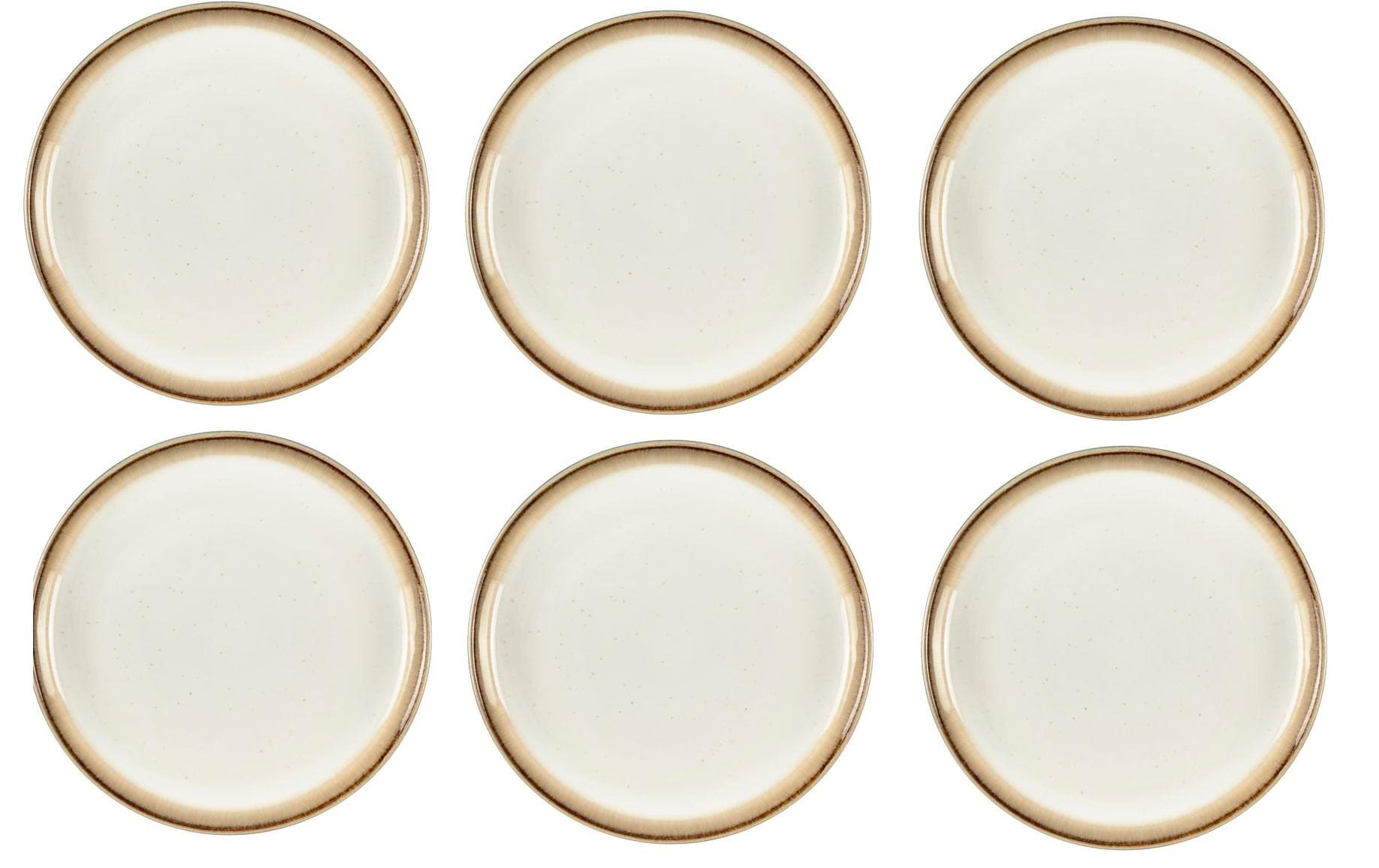 BITZ Speiseteller – 6er Set, Ø 17 cm, Steinzeug, Grau/Creme, spülmaschinenfest, mikrowellenfest