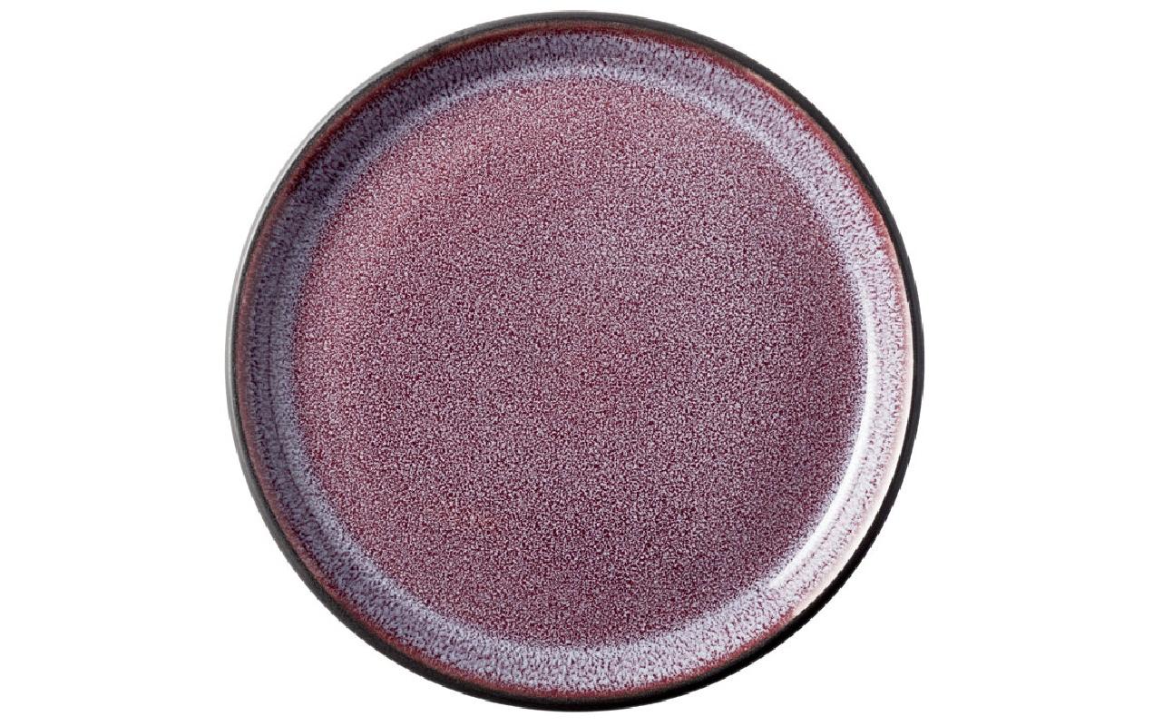 BITZ Frühstücks- & Dessertteller – 6er Set, Ø 17 cm, Steinzeug, Schwarz/Violett, spülmaschinenfest