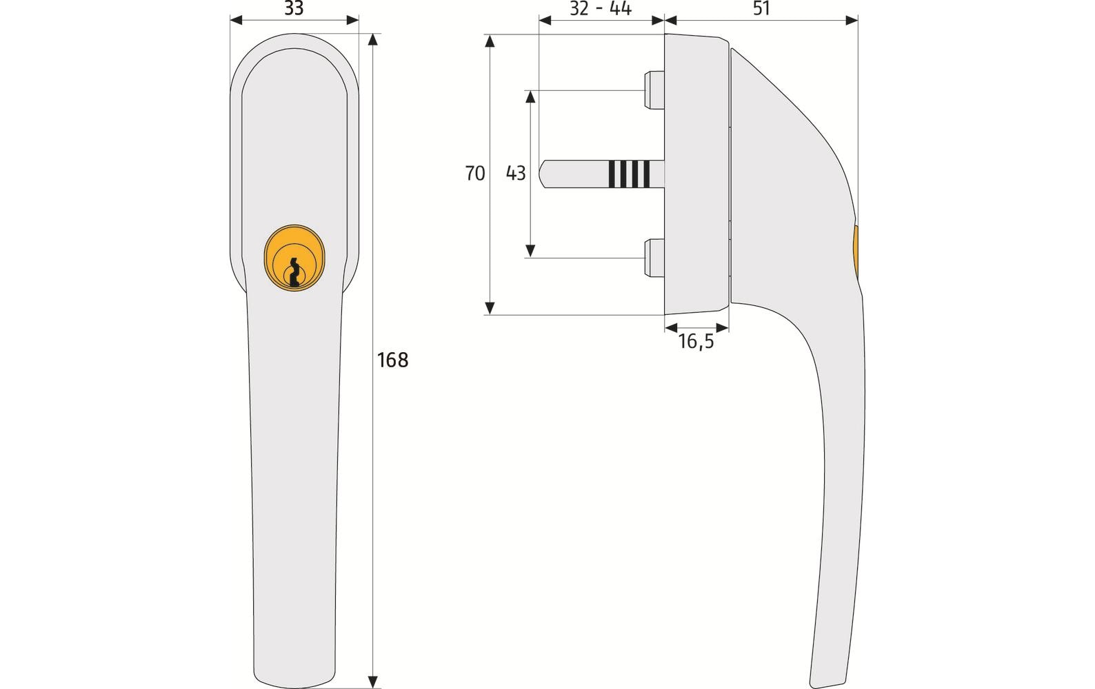 ABUS FG300 Fenstergriff – Aluminium, Sicherheitsstufe 5, Schlüssel, Weiss