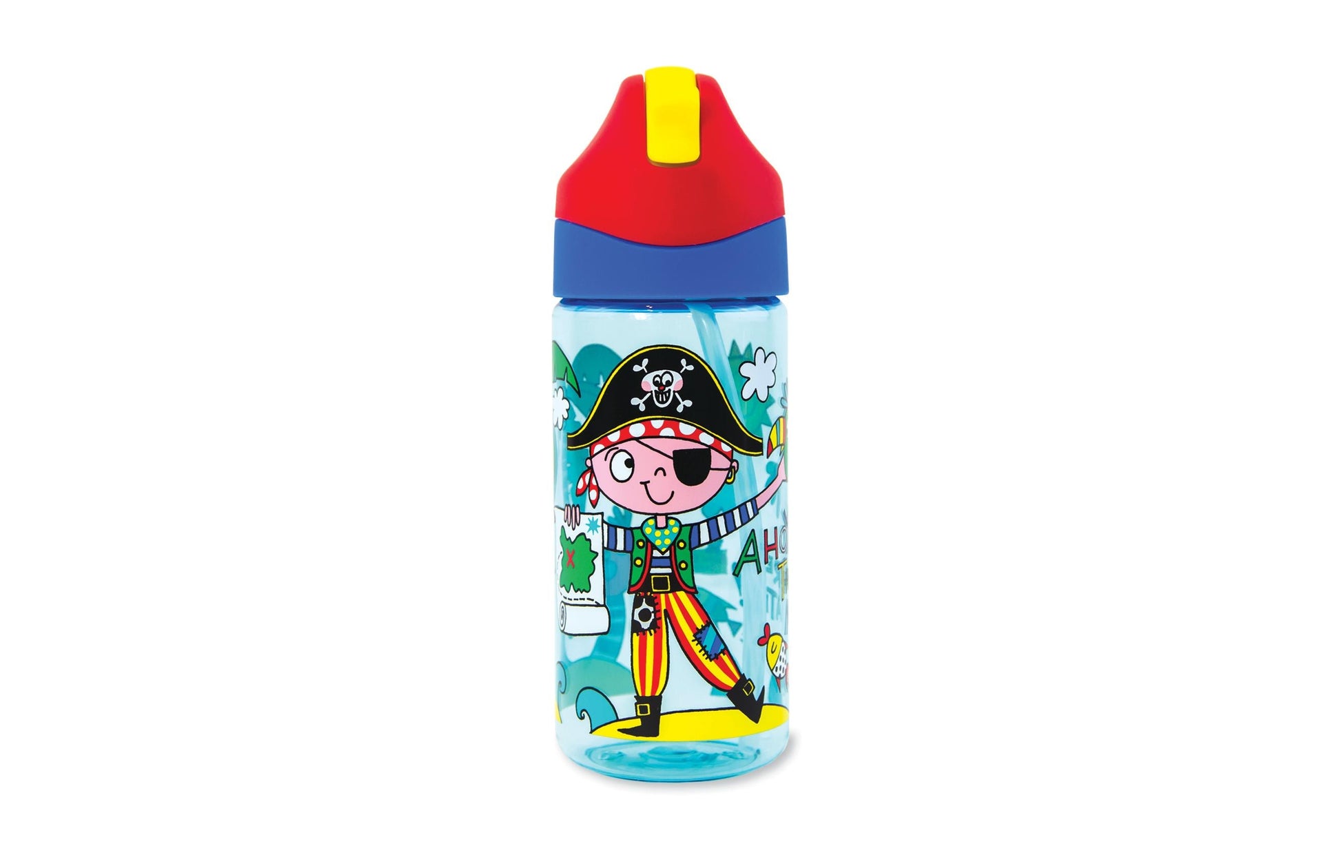 Rachel Ellen Designs Kindertrinkflasche 350 ml – mit Strohhalm, Kunststoff, Pirat