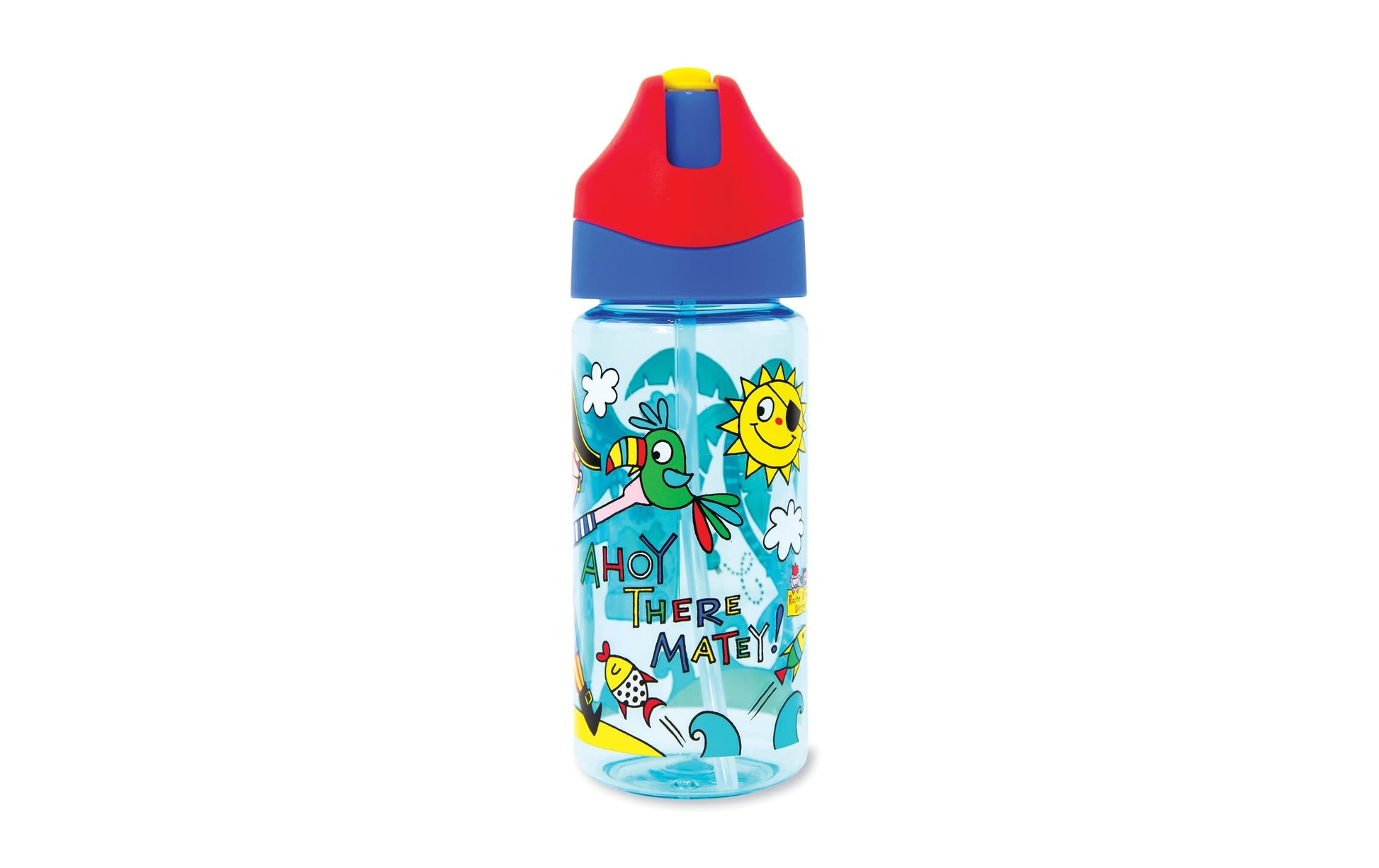 Rachel Ellen Designs Kindertrinkflasche 350 ml – mit Strohhalm, Kunststoff, Pirat