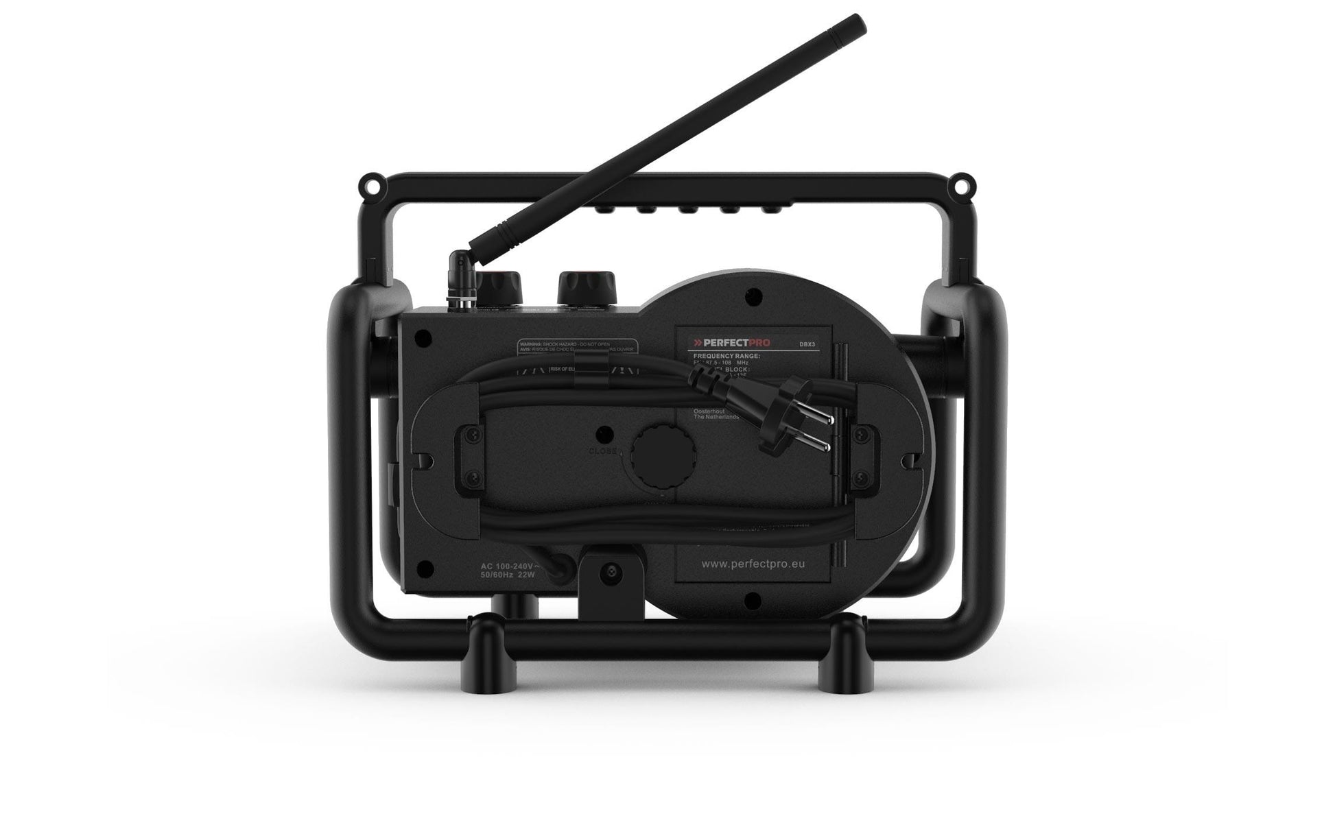 Perfectpro DABBOX – Baustellenradio – DAB+, UKW, Bluetooth, IP54, Akkubetrieb – Schwarz