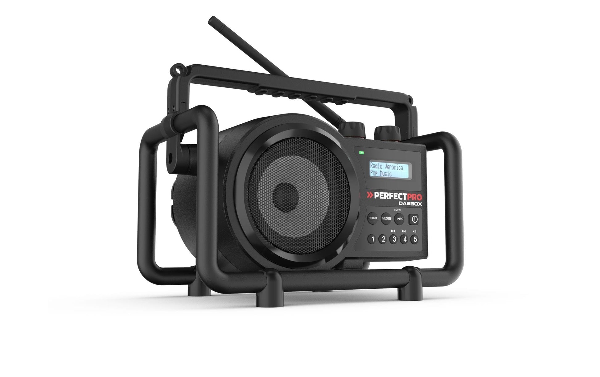 Perfectpro DABBOX – Baustellenradio – DAB+, UKW, Bluetooth, IP54, Akkubetrieb – Schwarz